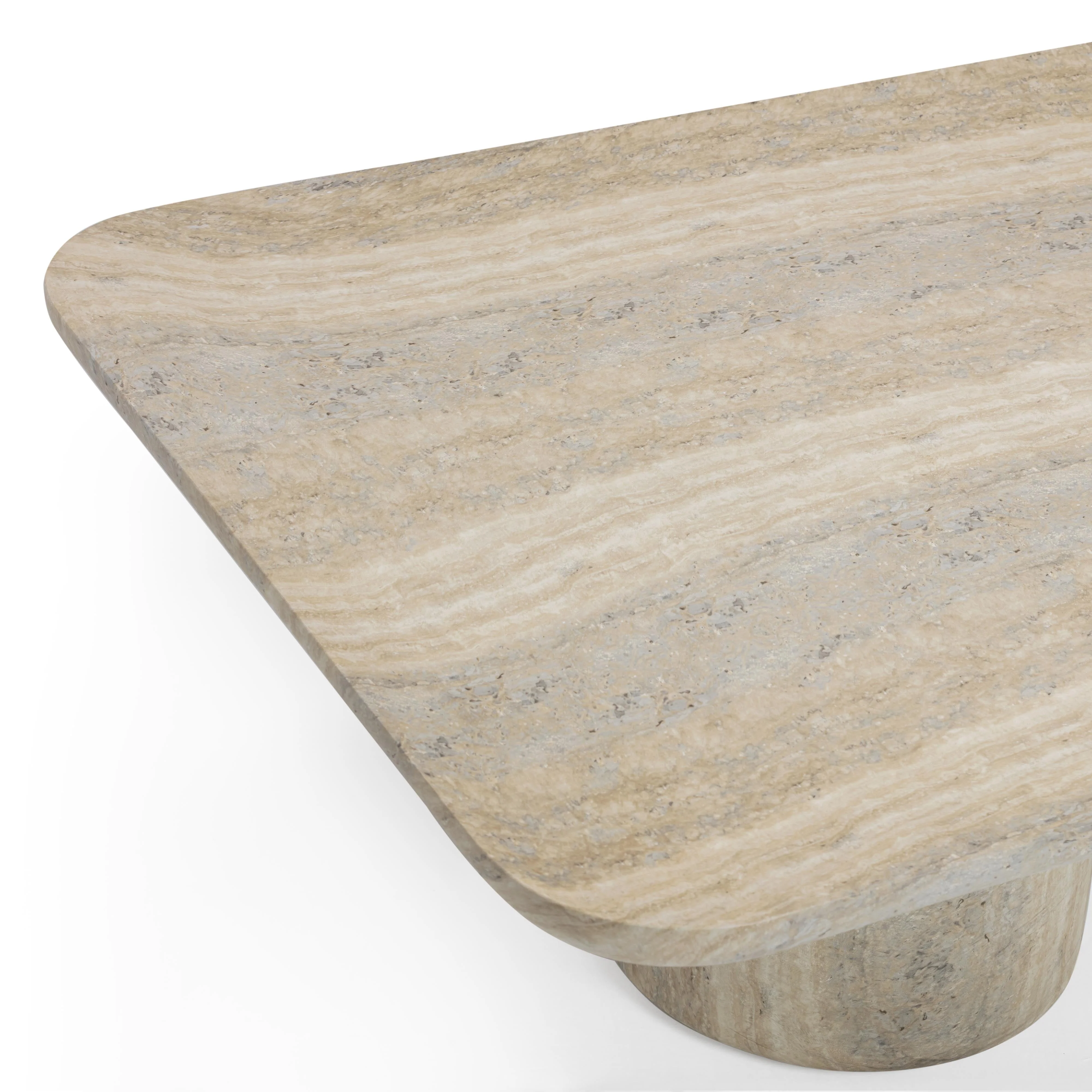 Tyche 55" Faux Travertine Indoor/Outdoor Concrete Rectangular Coffee Table - Image 5
