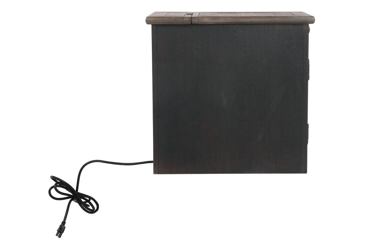 Tyler Creek Grayish Brown/Black Chairside End Table with USB Ports & Outlets - Image 6