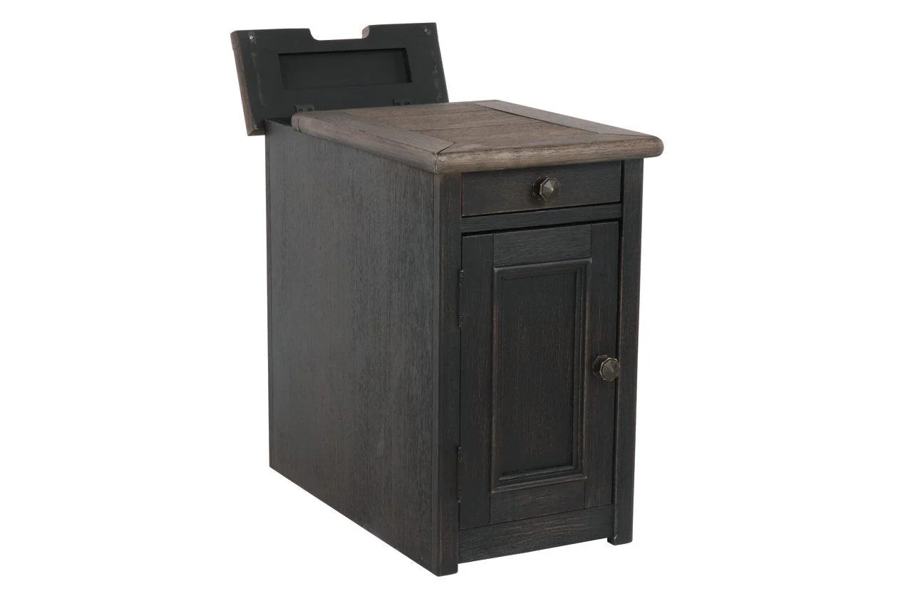 Tyler Creek Grayish Brown/Black Chairside End Table with USB Ports & Outlets - Image 7