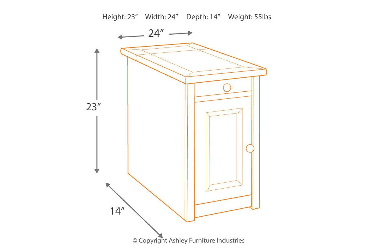 Tyler Creek Grayish Brown/Black Chairside End Table with USB Ports & Outlets - Image 9
