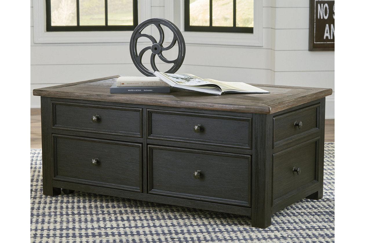 Tyler Creek Grayish Brown/Black Coffee Table and 2 End Tables - Image 2
