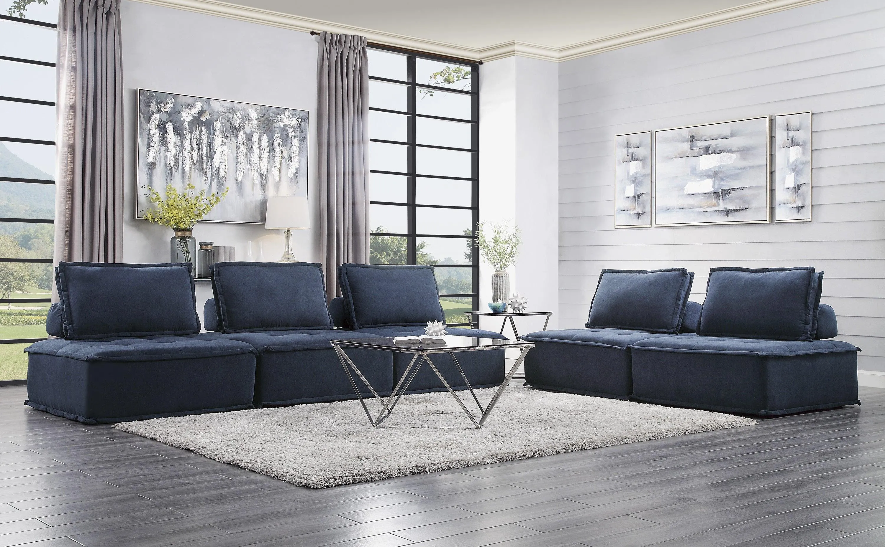 Ulrich Blue Modular Loveseat - Image 2