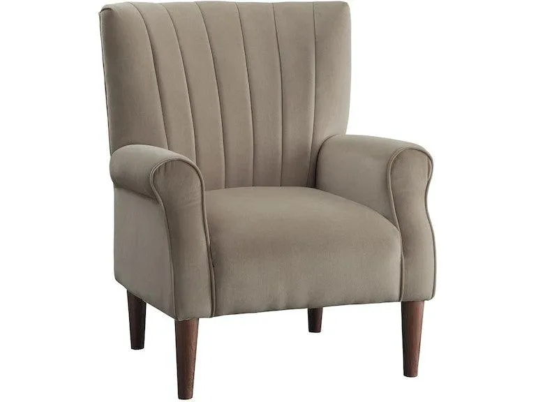 Urielle Brown Gray Velvet Accent Chair - Image 4