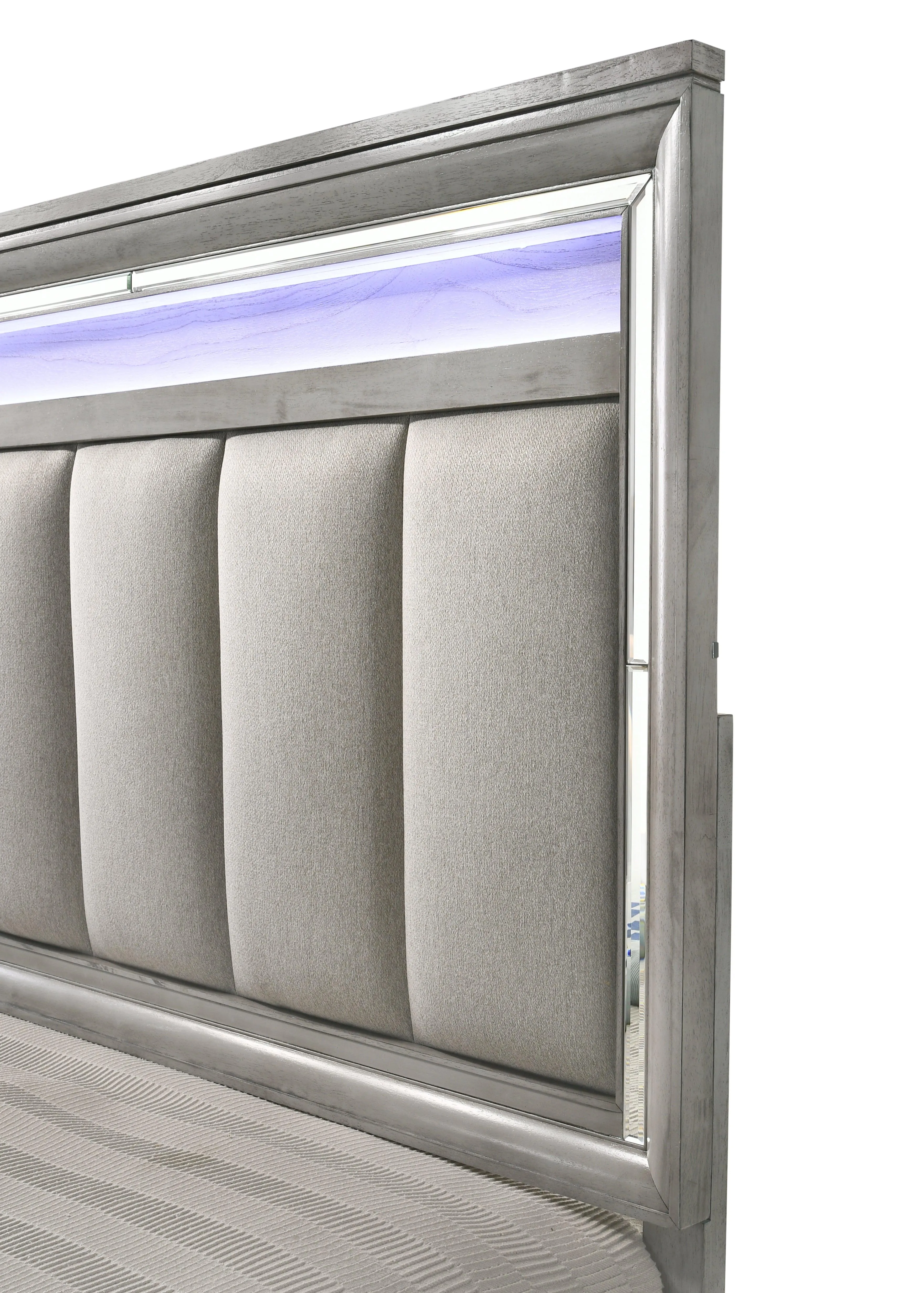 Vail Gray LED Upholstered Panel Bedroom Set - Image 10