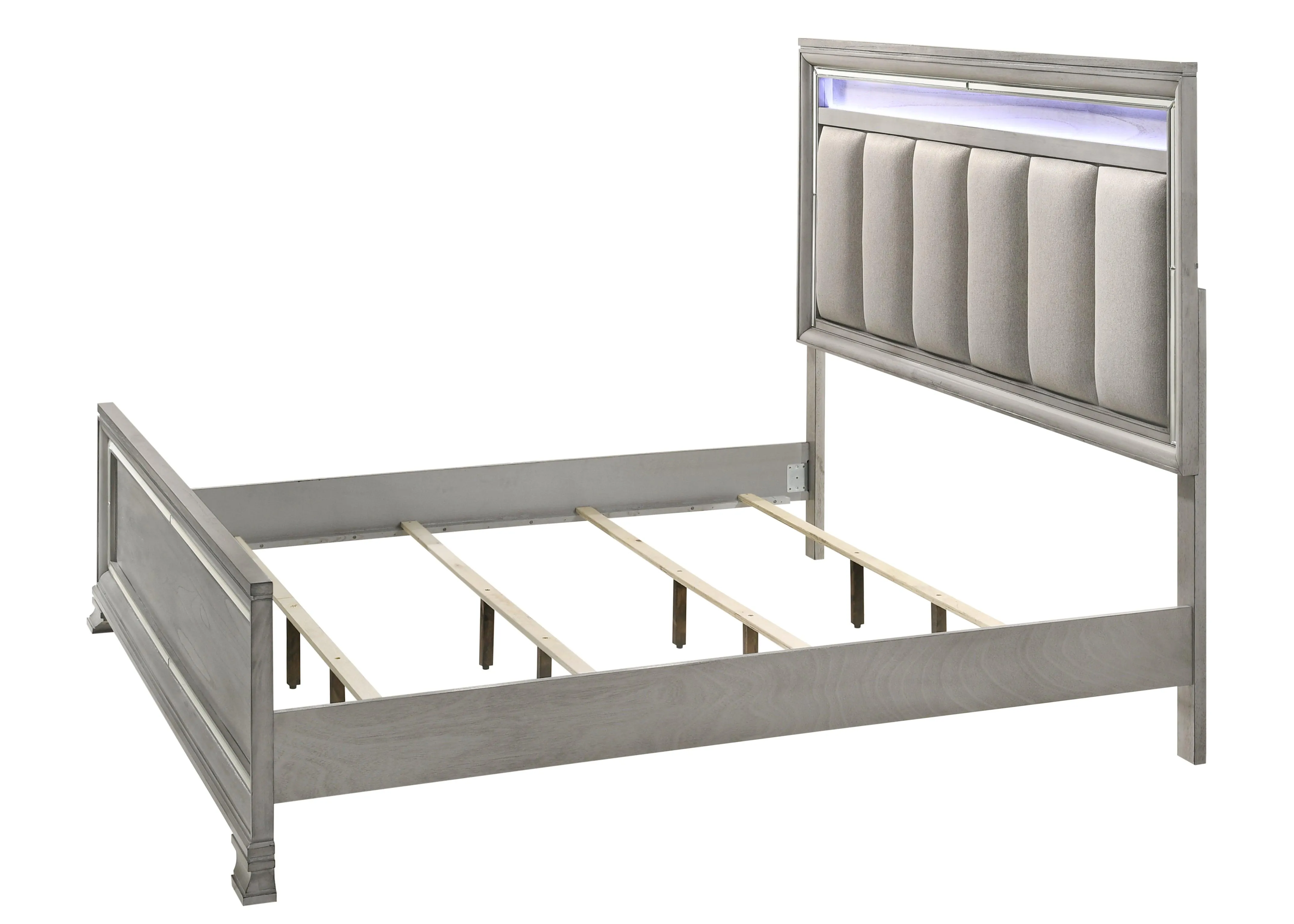 Vail Gray LED Upholstered Panel Bedroom Set - Image 3