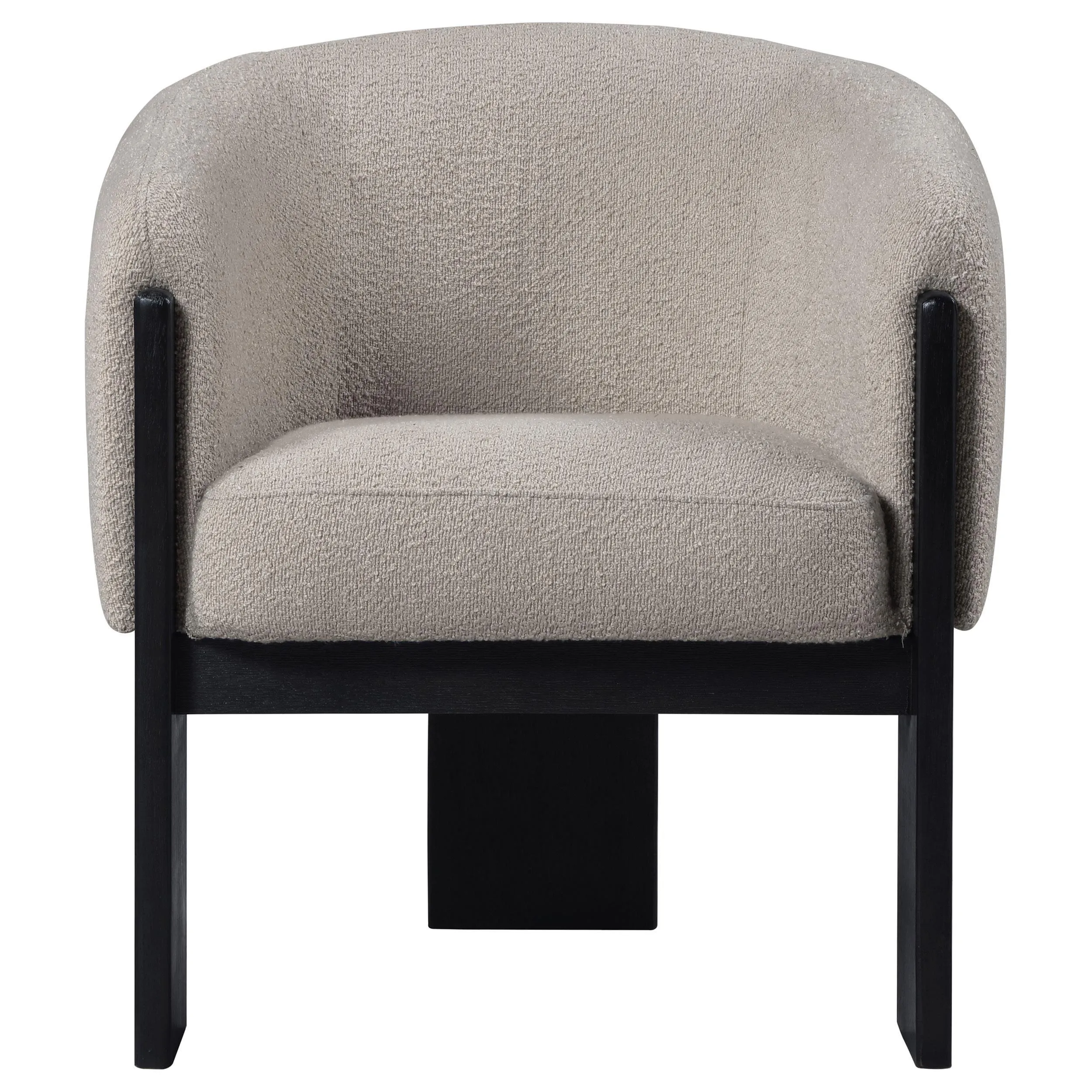 Valdez Beige Boucle Upholstered Barrel Back Accent Chair - Image 3