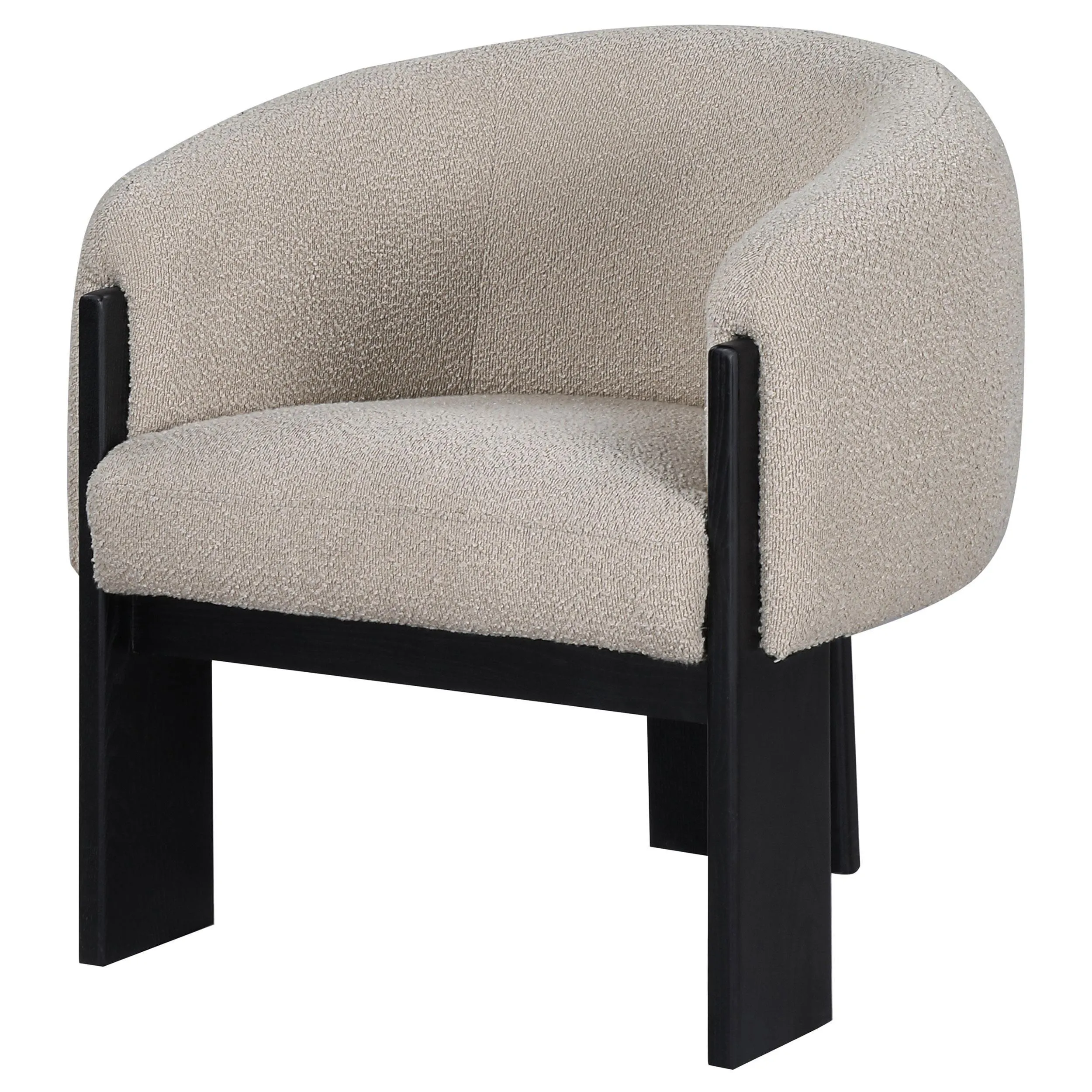 Valdez Beige Boucle Upholstered Barrel Back Accent Chair - Image 4