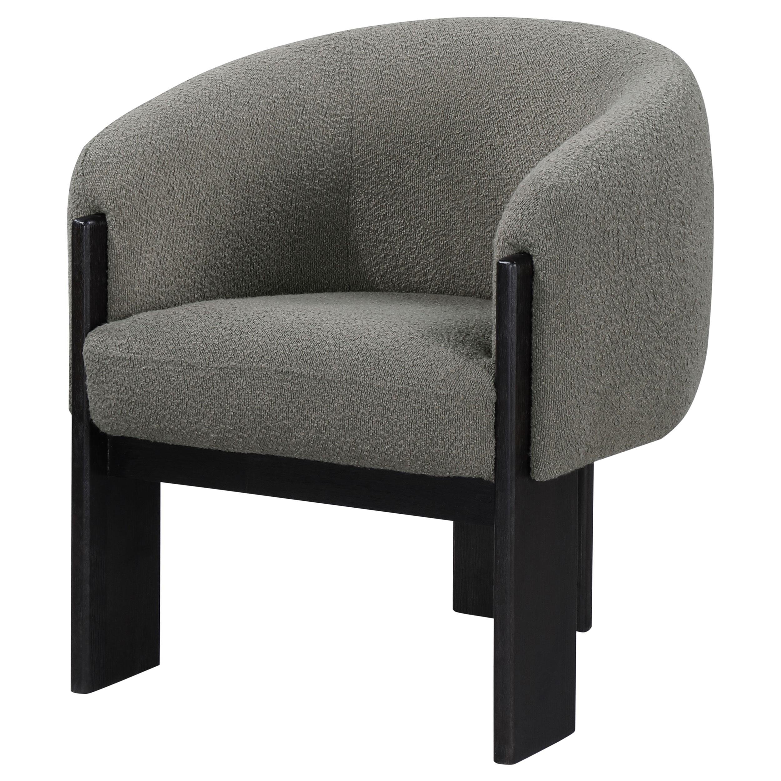 Valdez Brown Boucle Upholstered Barrel Back Accent Chair - Image 4