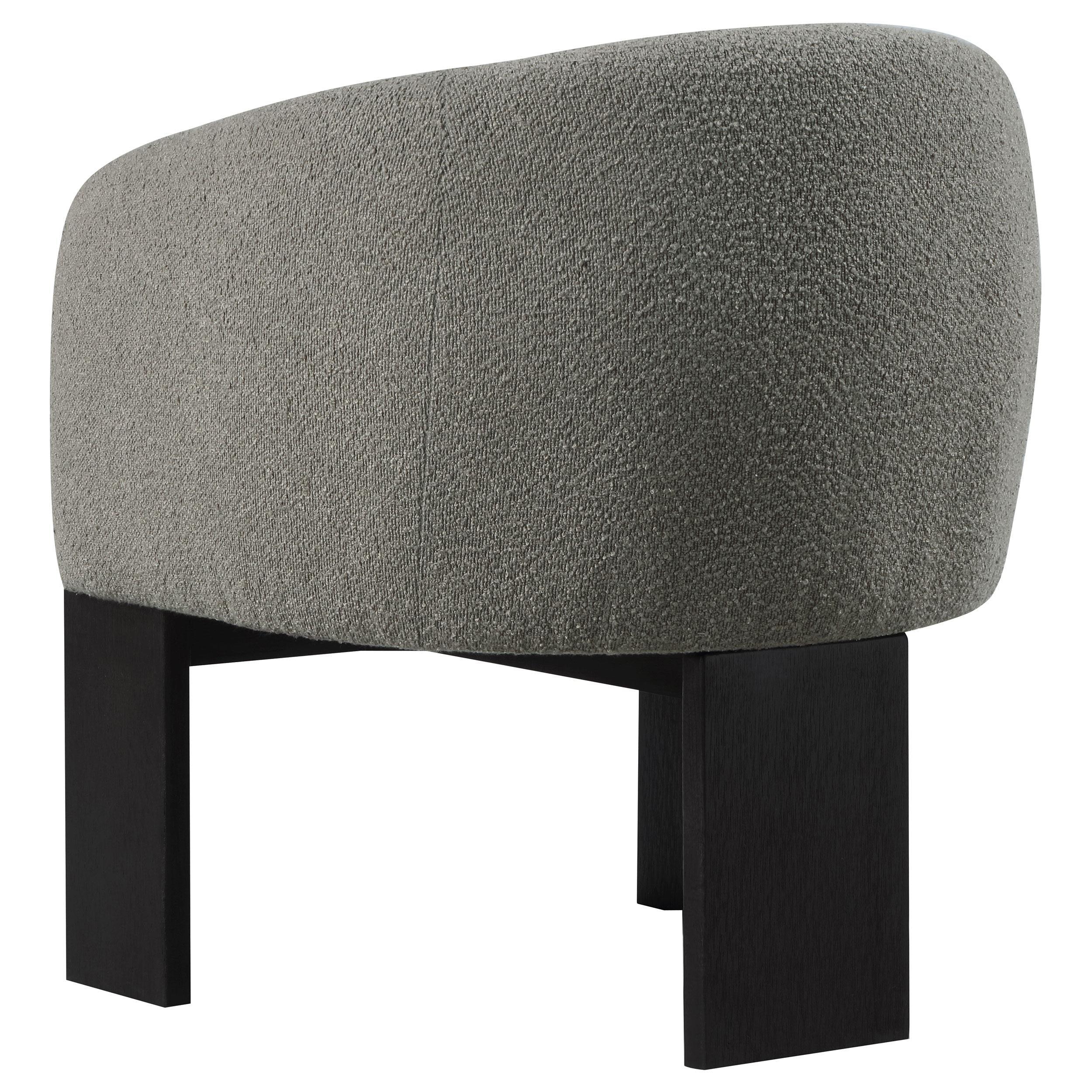 Valdez Brown Boucle Upholstered Barrel Back Accent Chair - Image 6