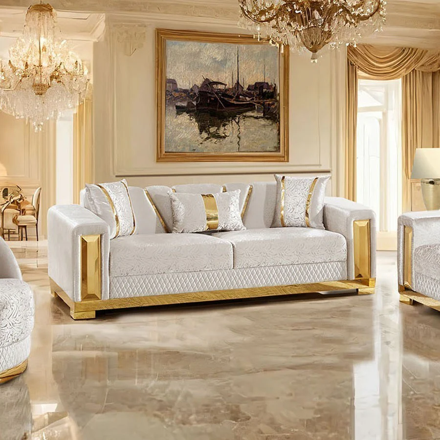 Valdosta Beige/Gold Sofa & Loveseat - Image 2