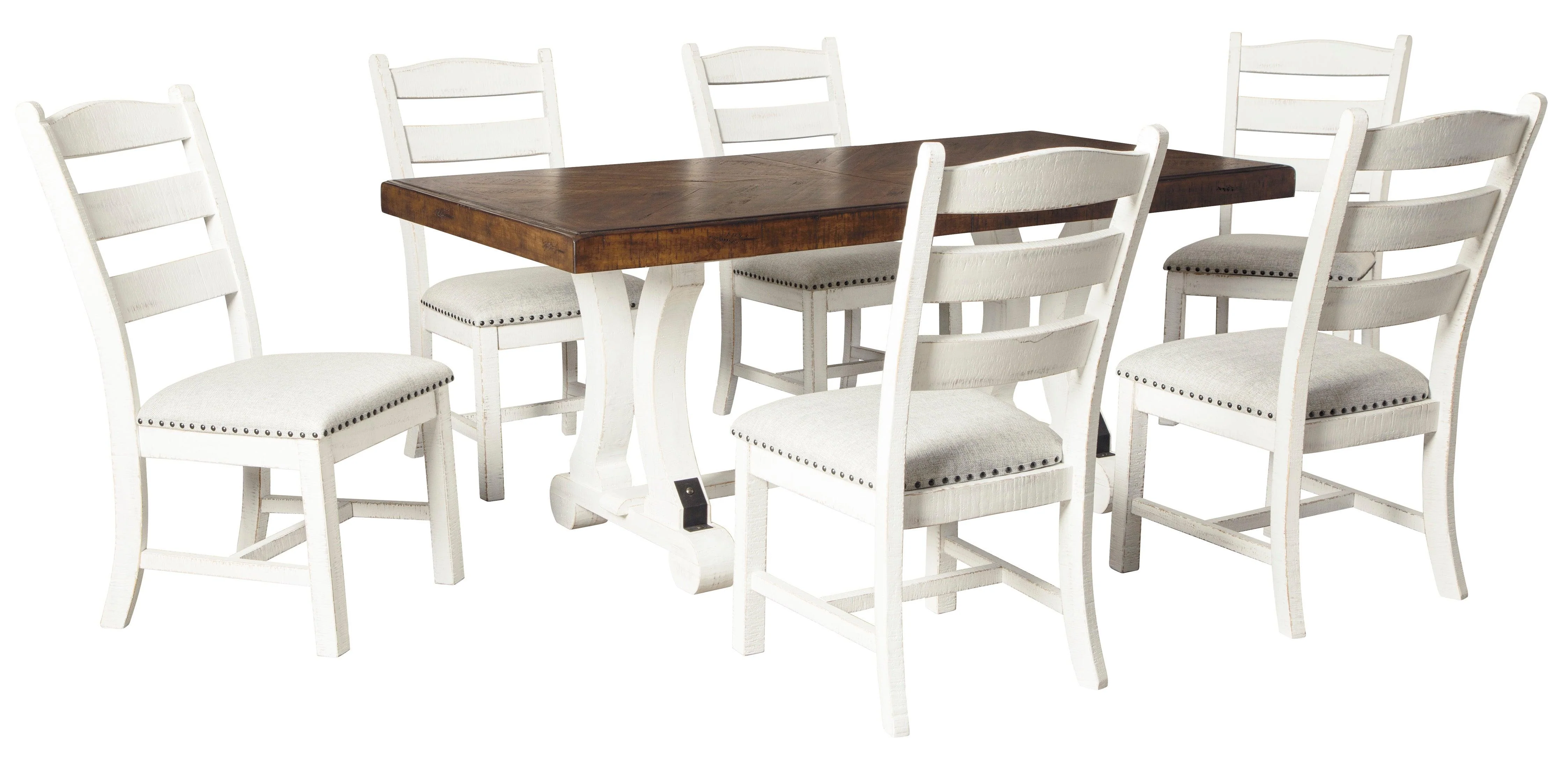 Valebeck Beige/White Rectangular Dining Set - Image 2