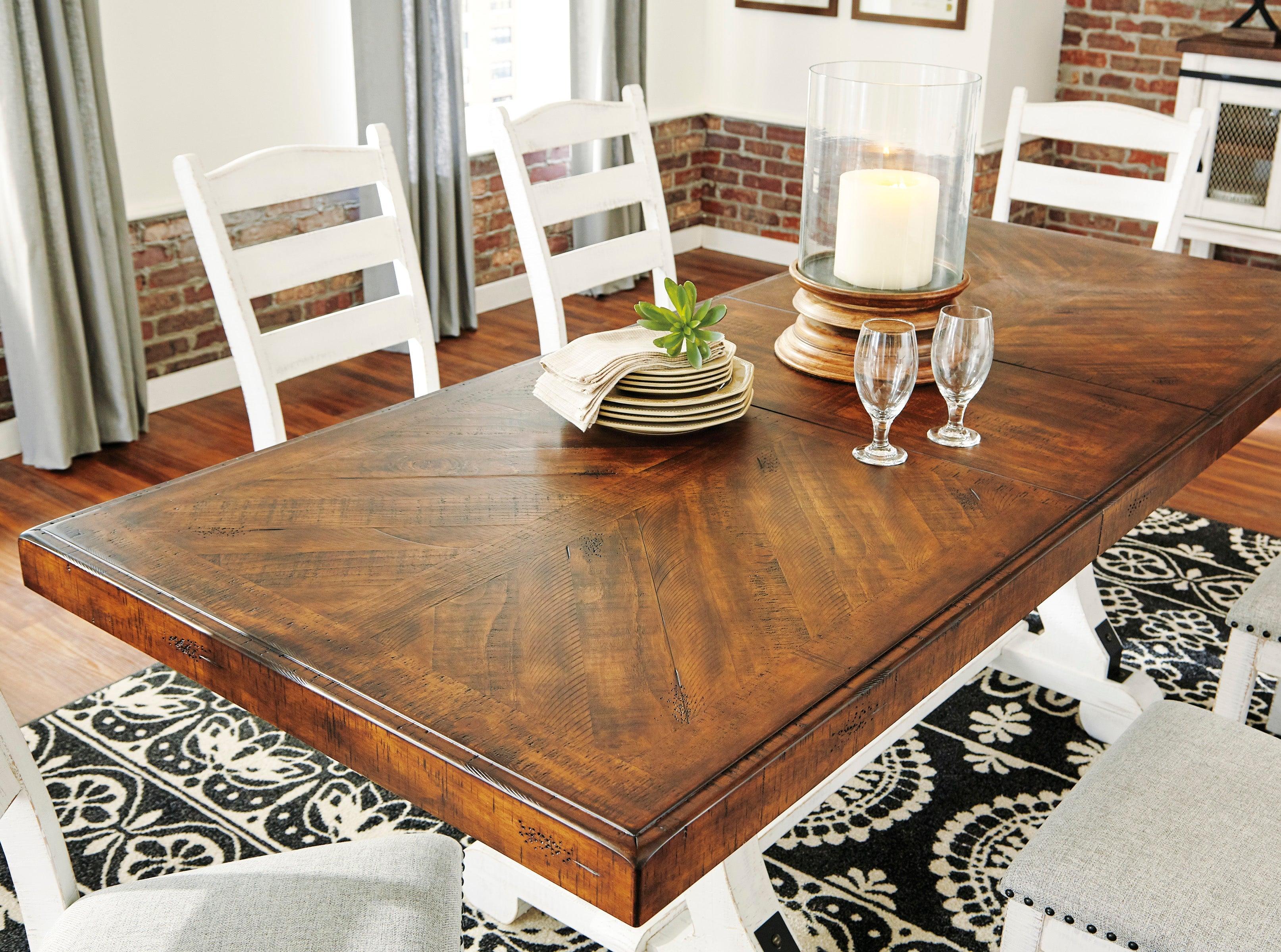 Valebeck Beige/White Rectangular Dining Set - Image 4