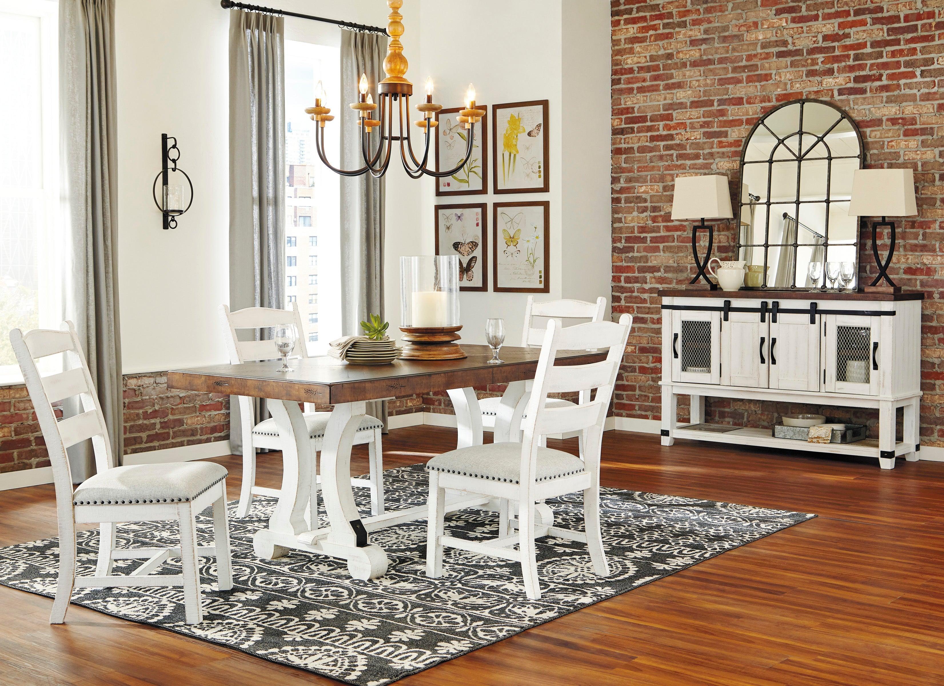 Valebeck Beige/White Rectangular Dining Set - Image 5