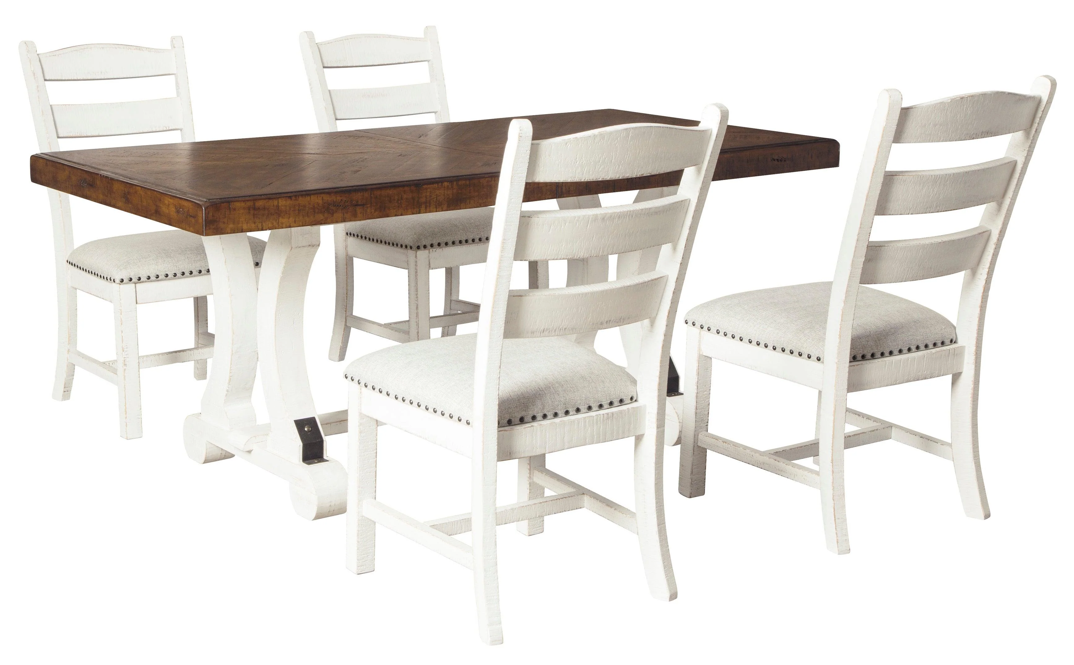 Valebeck Beige/White Rectangular Dining Set - Image 6