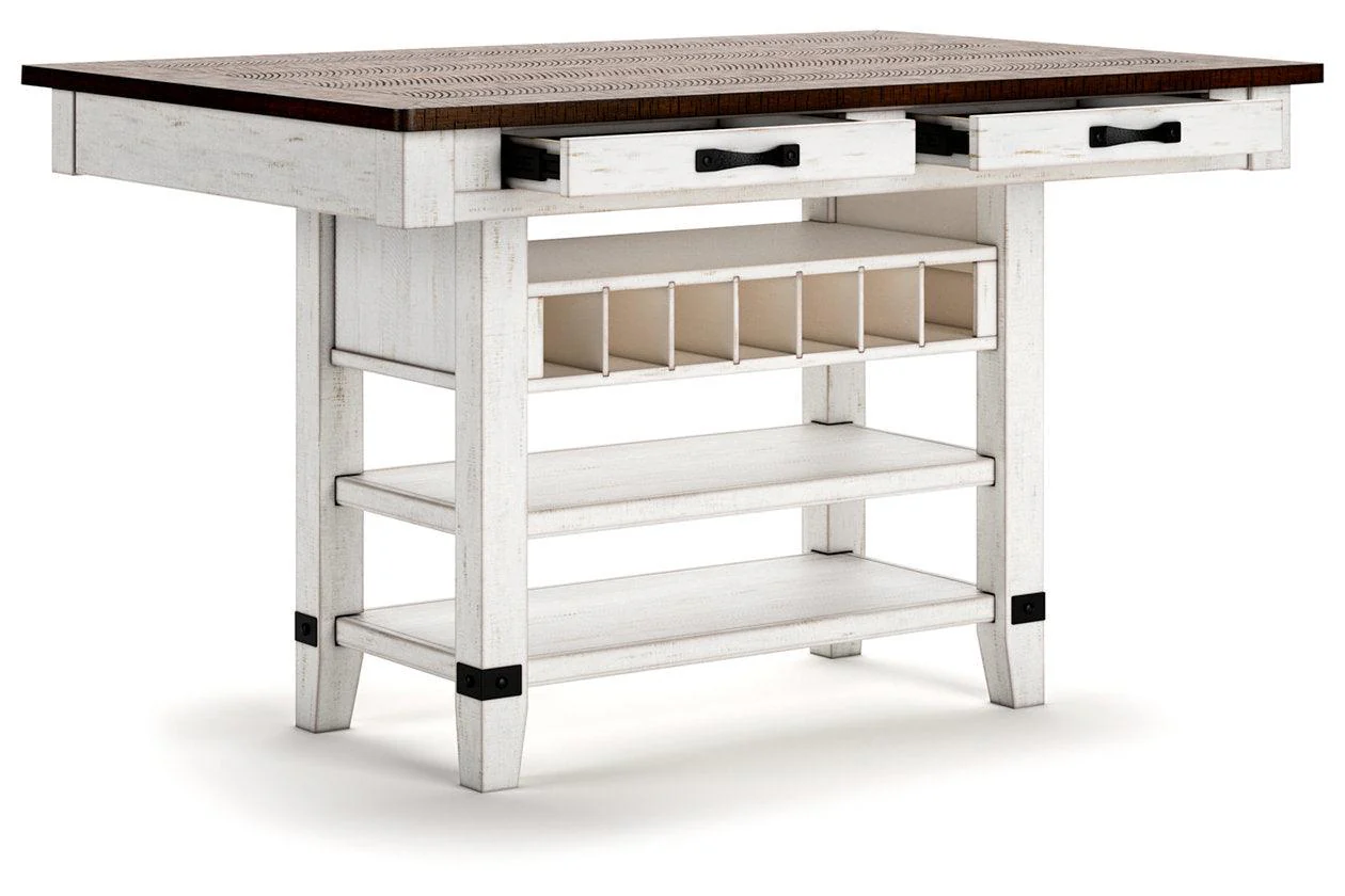 Valebeck Bistro and Bar Table Set In Brown and White - Image 4
