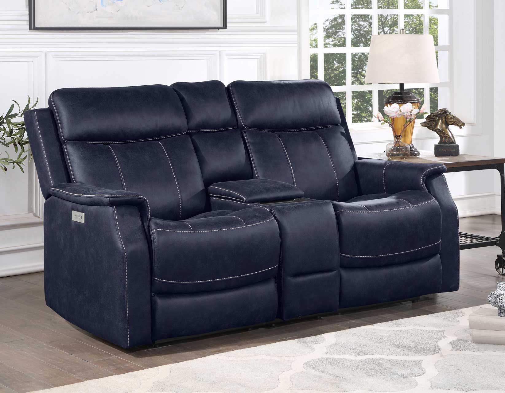 Valencia Ocean Blue 3-Piece Dual Power Reclining Set - Image 3