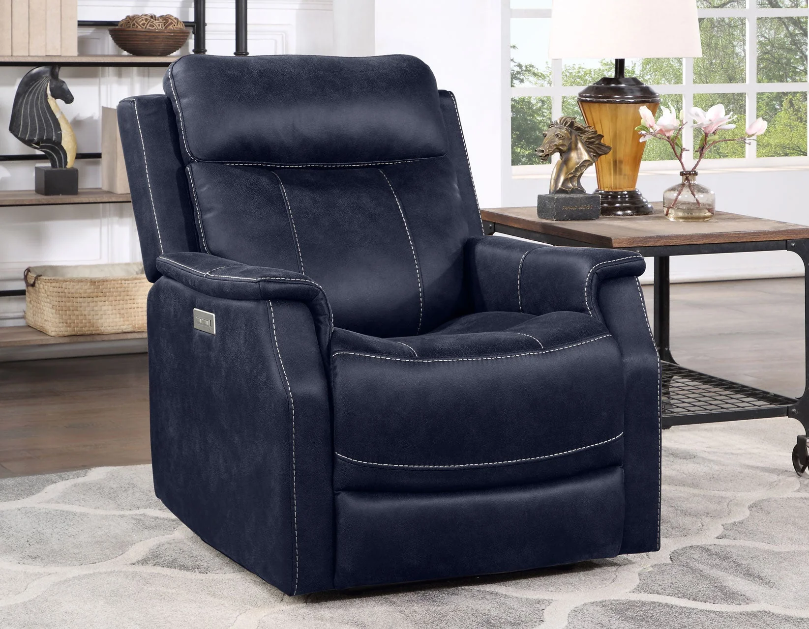 Valencia Ocean Blue 3-Piece Dual Power Reclining Set - Image 4