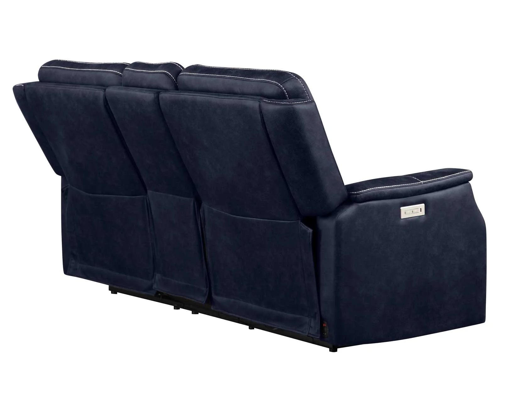 Valencia Ocean Blue Dual-Power Leatherette Reclining Console Loveseat - Image 3