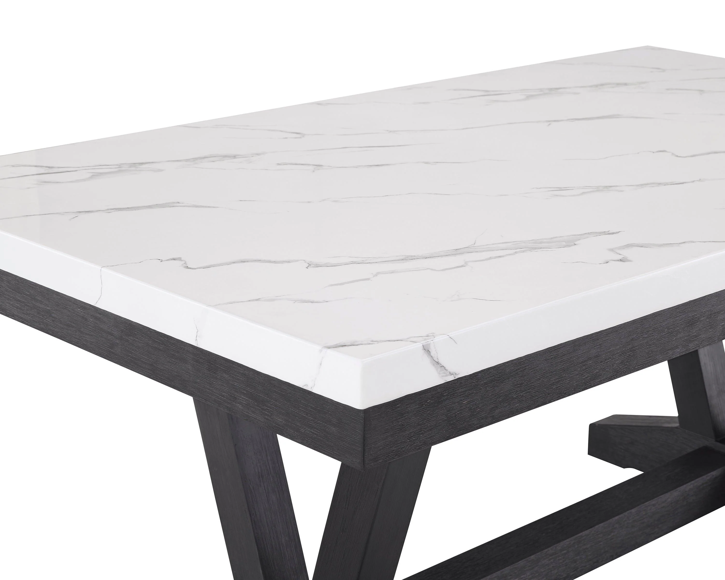 Vance White and Black Faux Marble Dining Table - Image 3