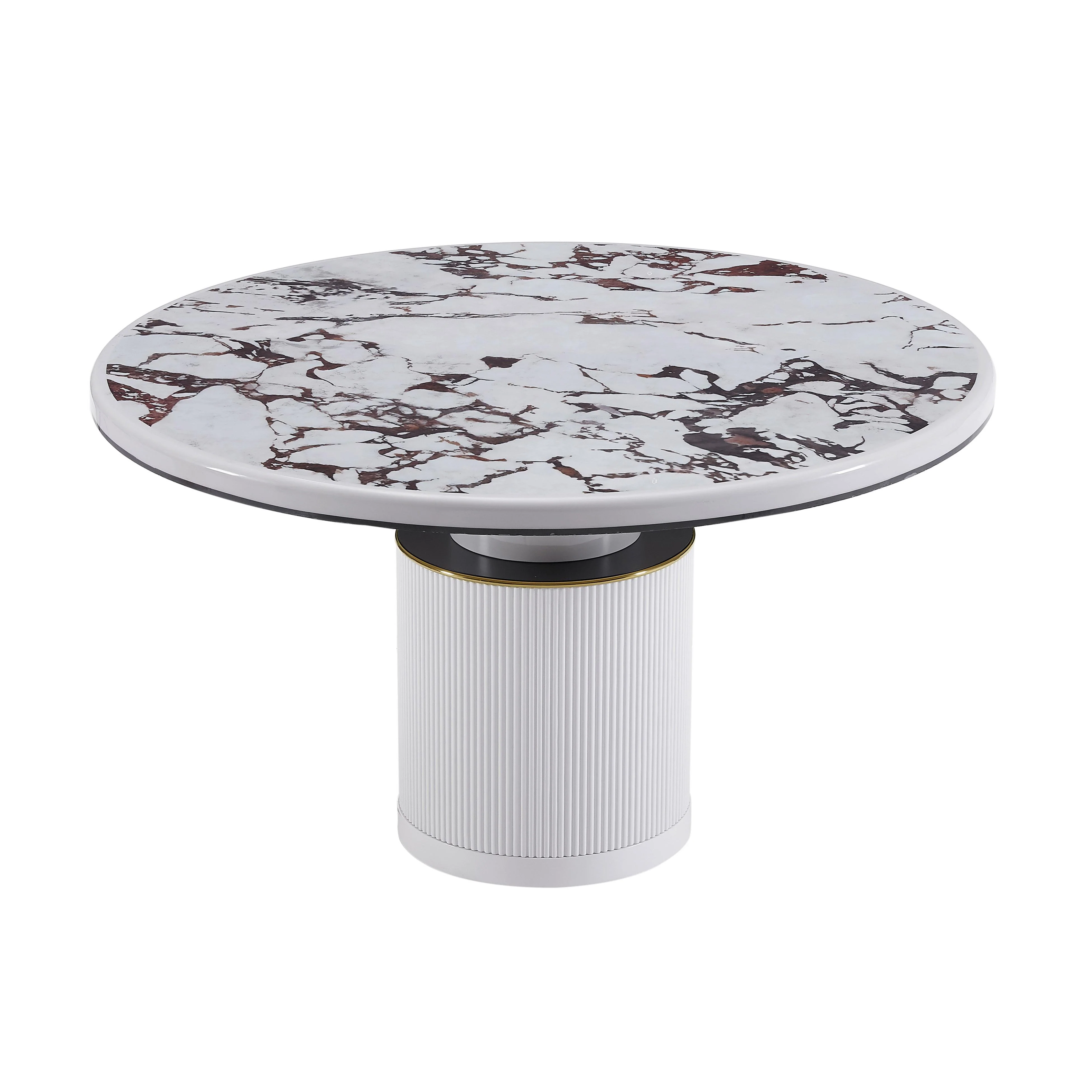 Vanessa White Marble Lacquer 53" Round Dining Table - Image 3