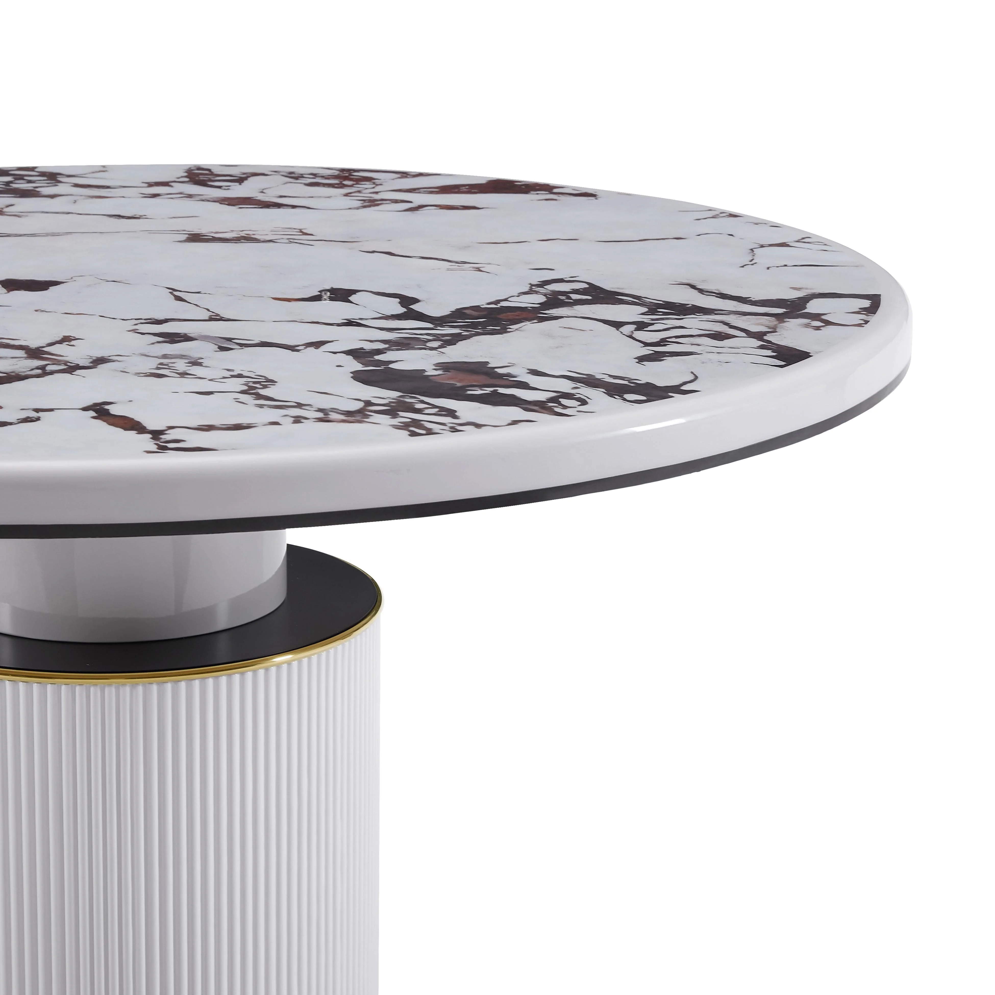 Vanessa White Marble Lacquer 53" Round Dining Table - Image 4