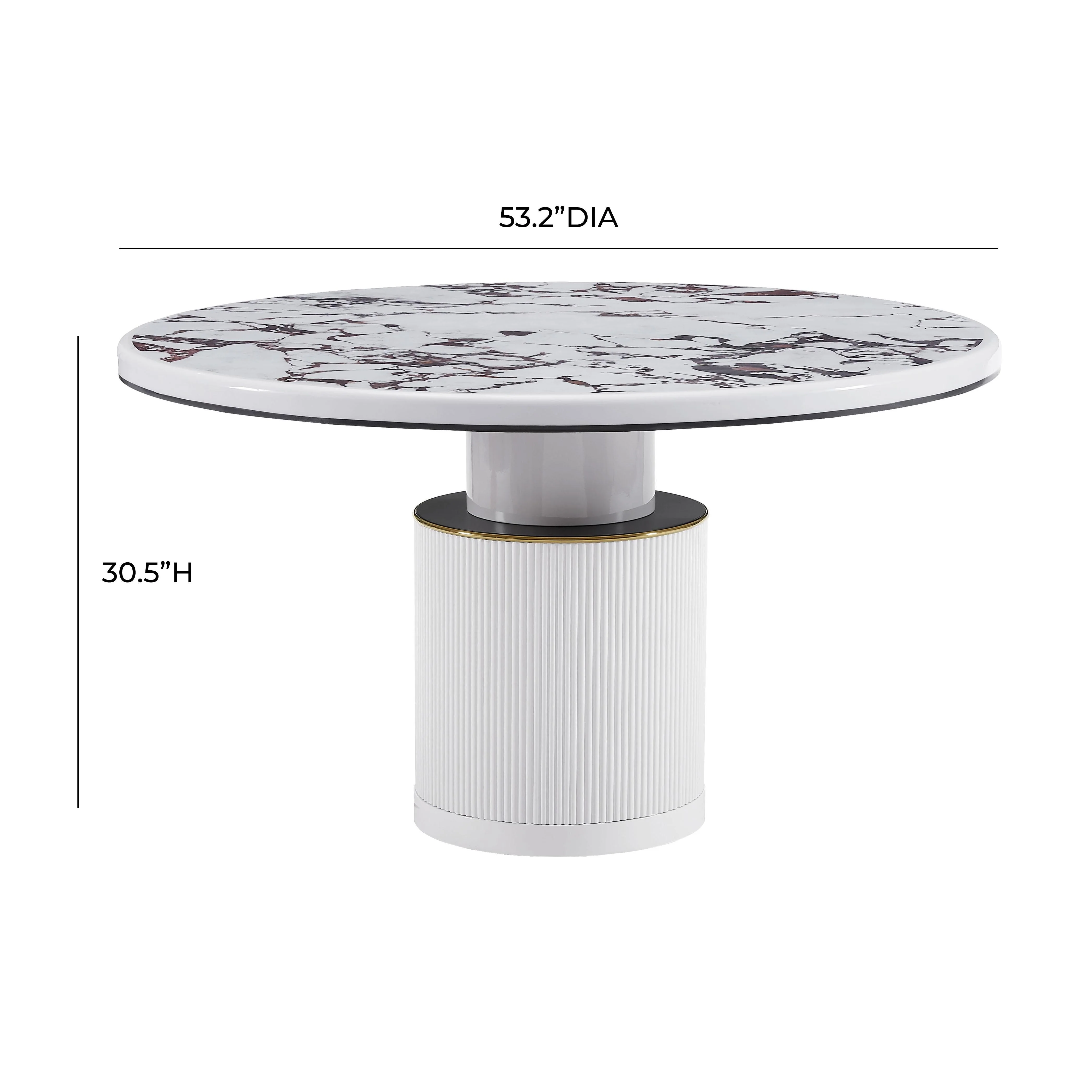 Vanessa White Marble Lacquer 53" Round Dining Table - Image 6