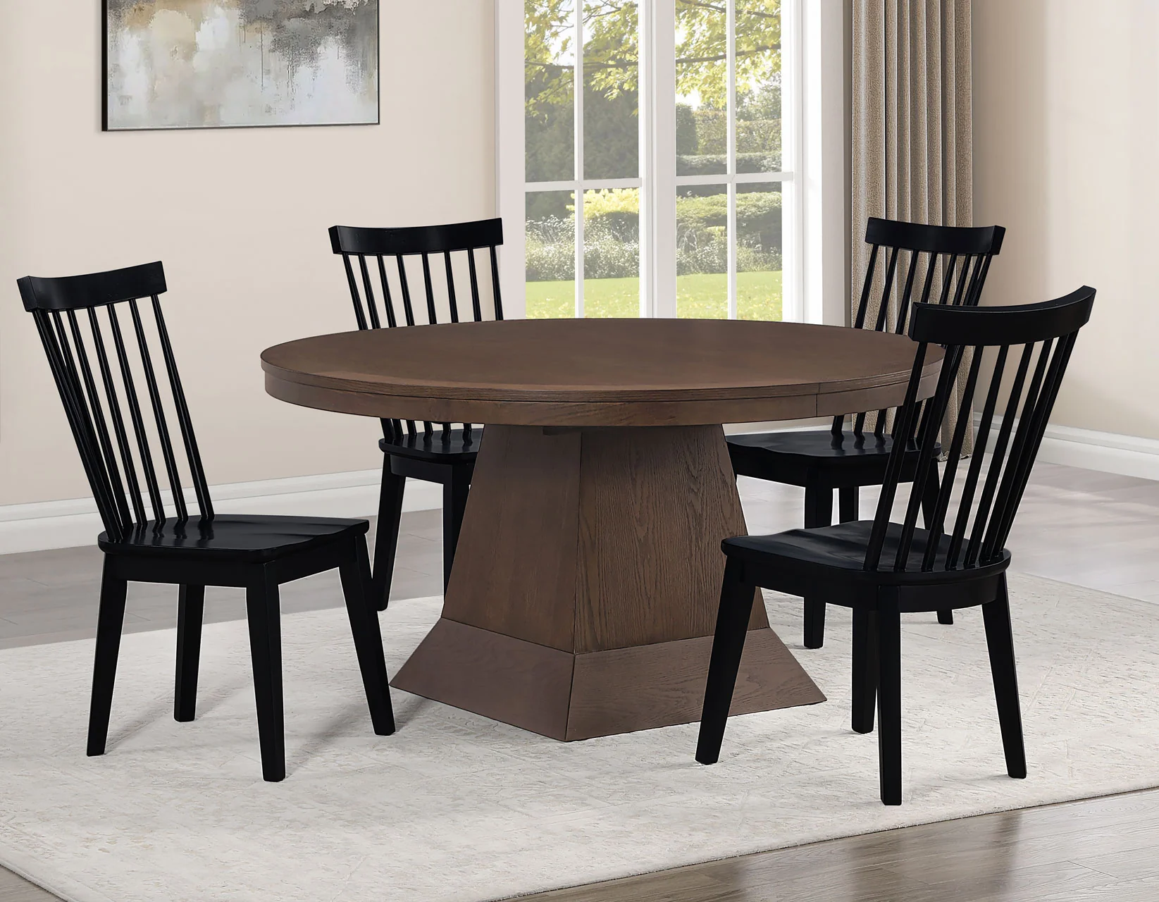 Vaughn Coffee/Black 5-Piece 60-96″ w/2-18 Leaves Dining Set - Image 2