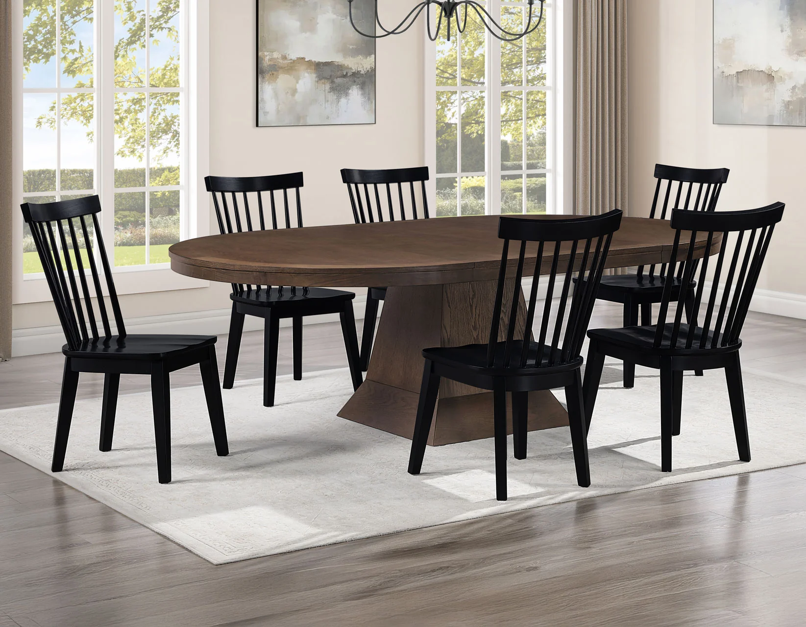 Vaughn Coffee/Black 5-Piece 60-96″ w/2-18 Leaves Dining Set - Image 3