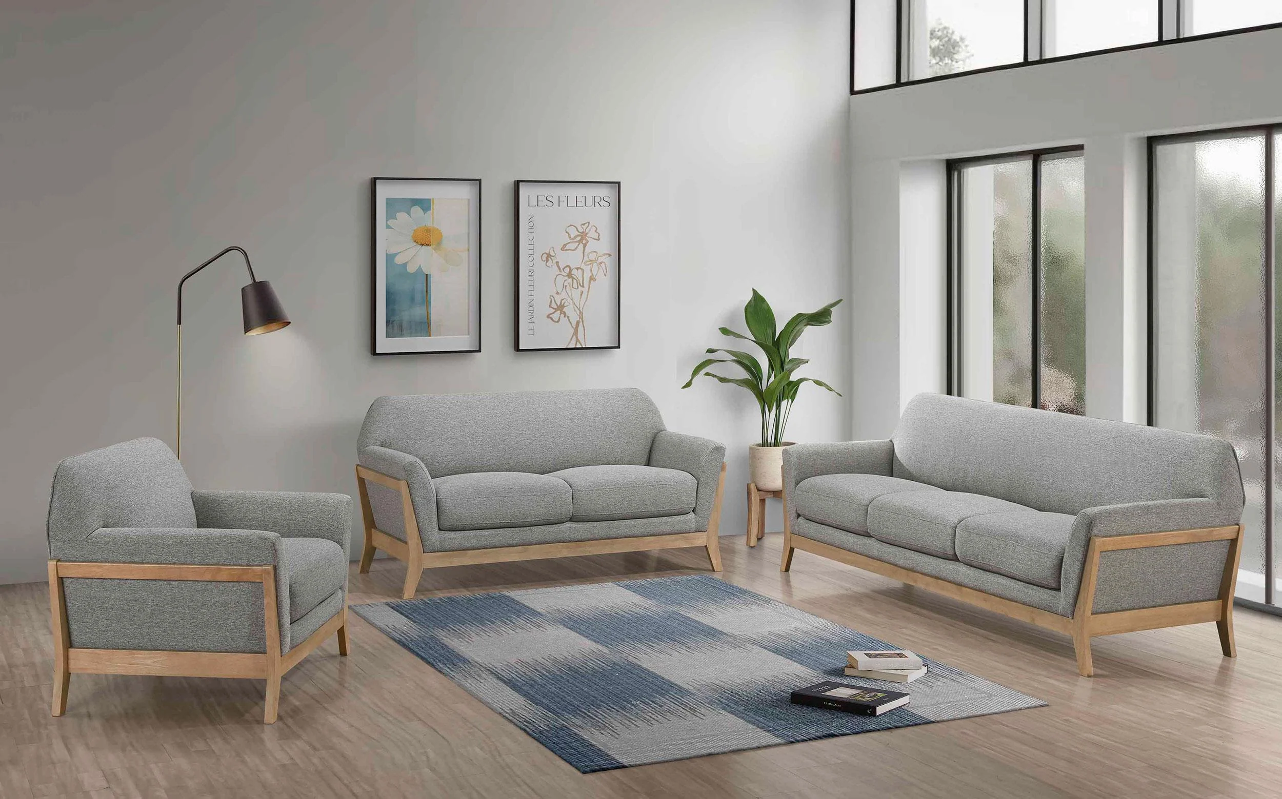 Vaughn Gray Fabric Upholstered Flared Arm Loveseat - Image 10