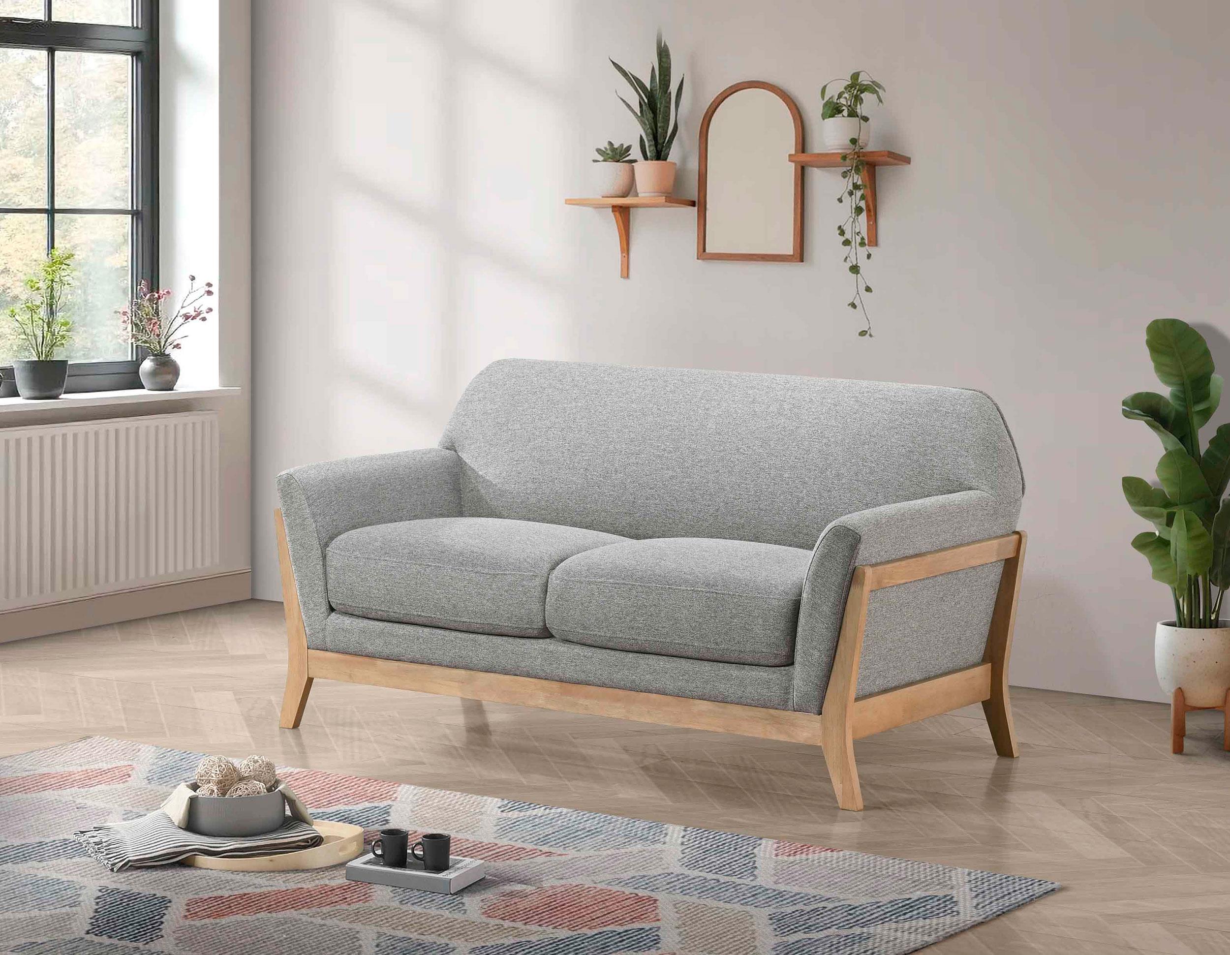 Vaughn Gray Fabric Upholstered Flared Arm Loveseat - Image 2