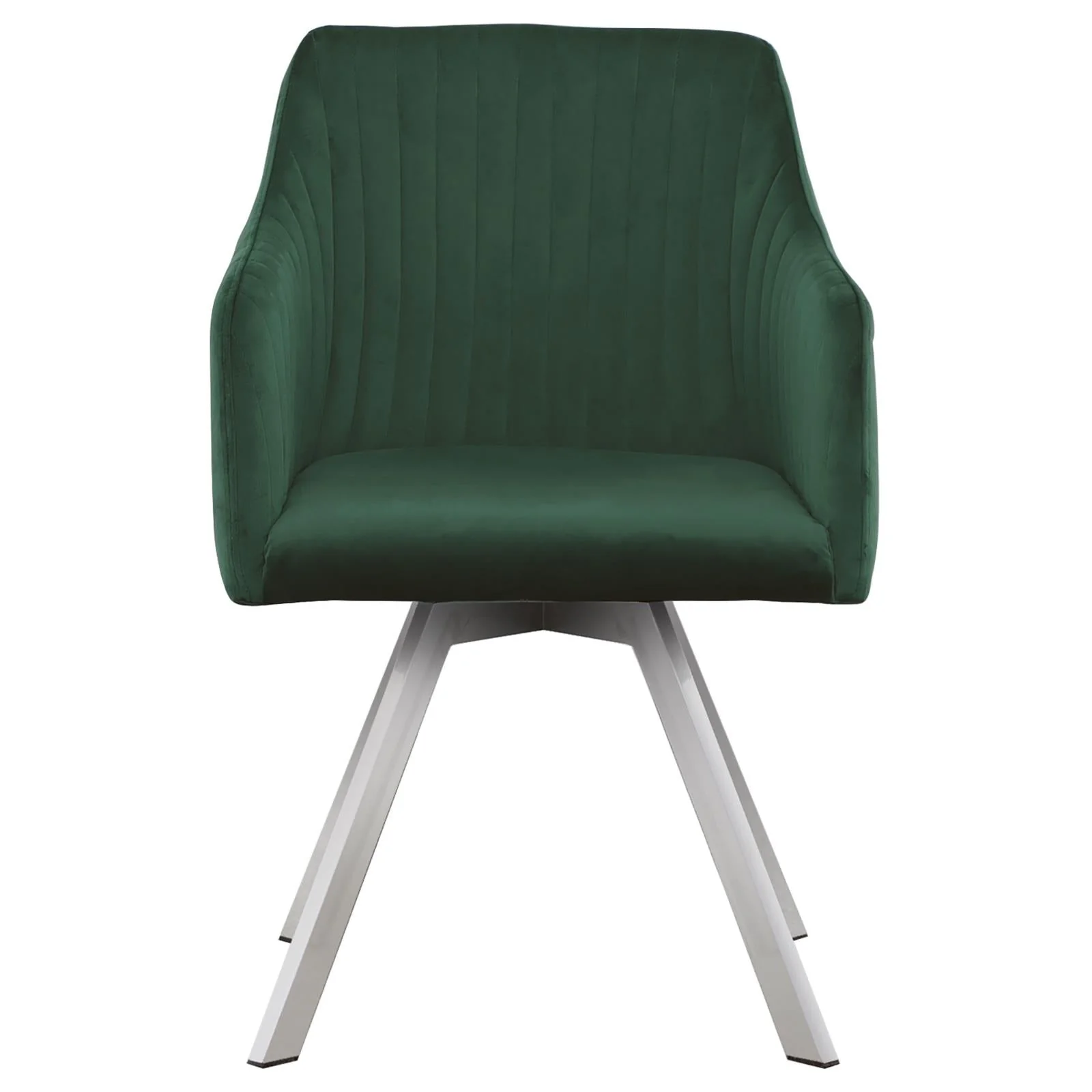 Veena Chrome and Green Round Dining Room Set with Swivel Chairs - Image 4