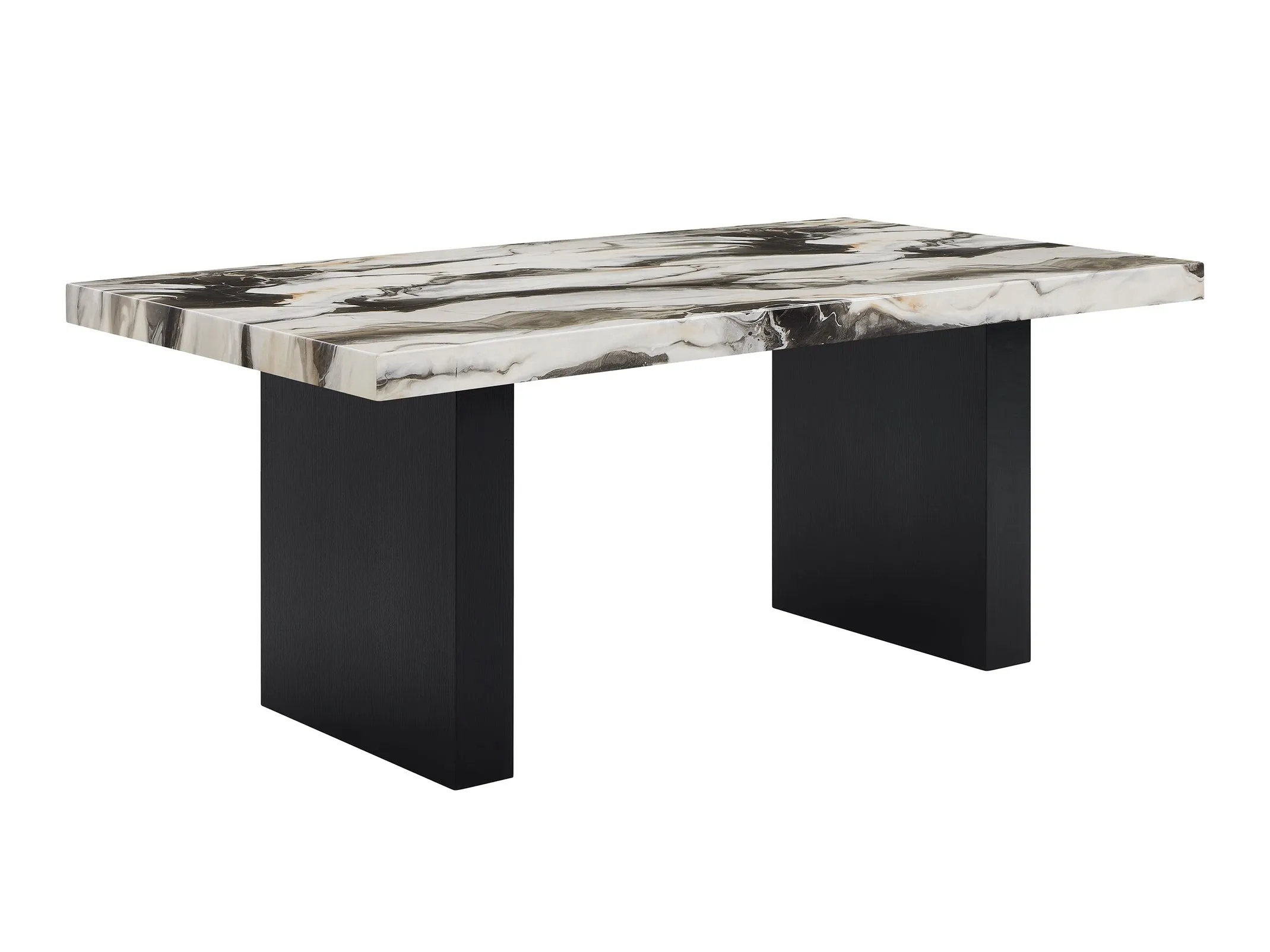 Vega Black/Brown Faux Marble Dining Set - Image 5