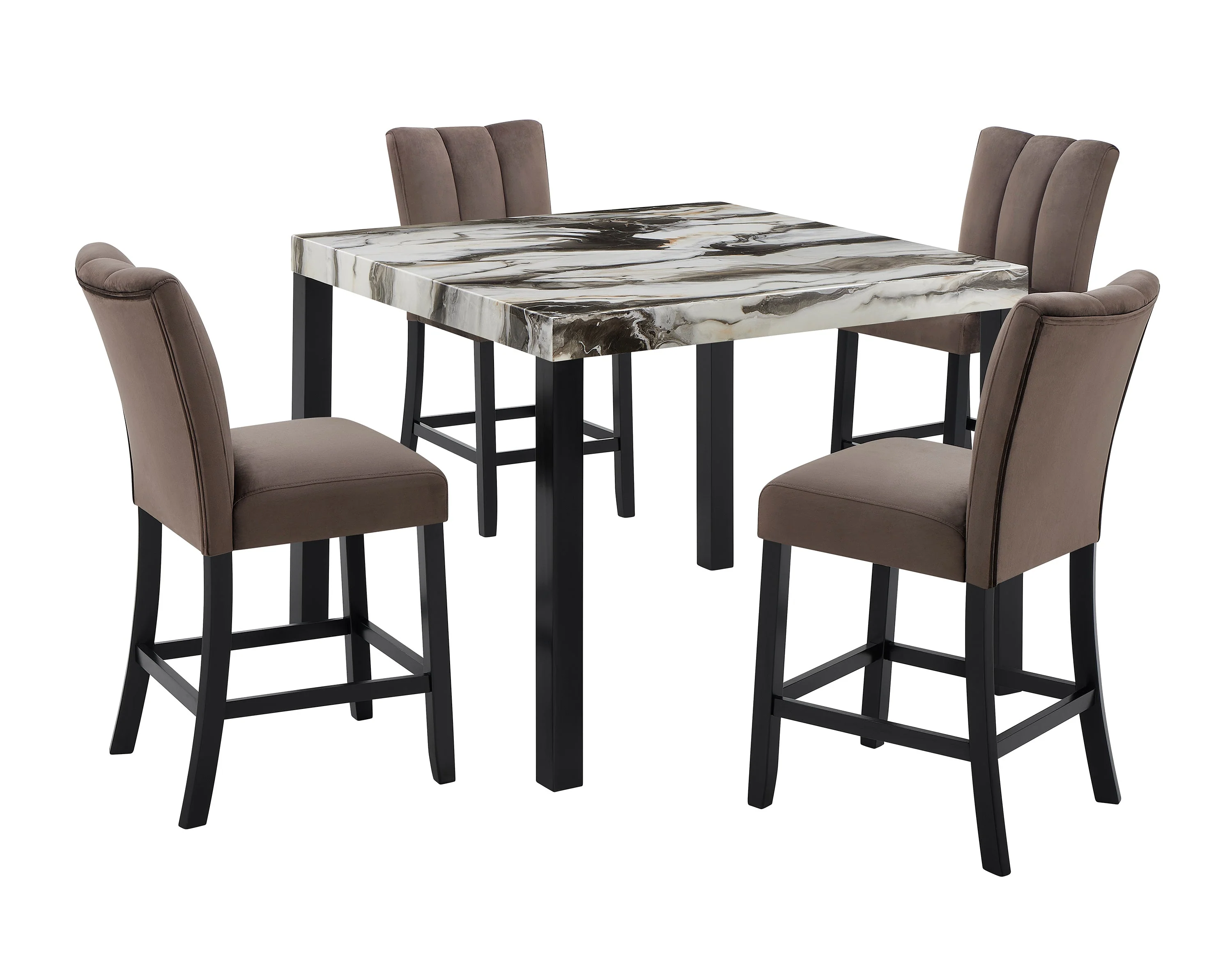 Vega Black Faux Marble Counter Height Table - Image 3