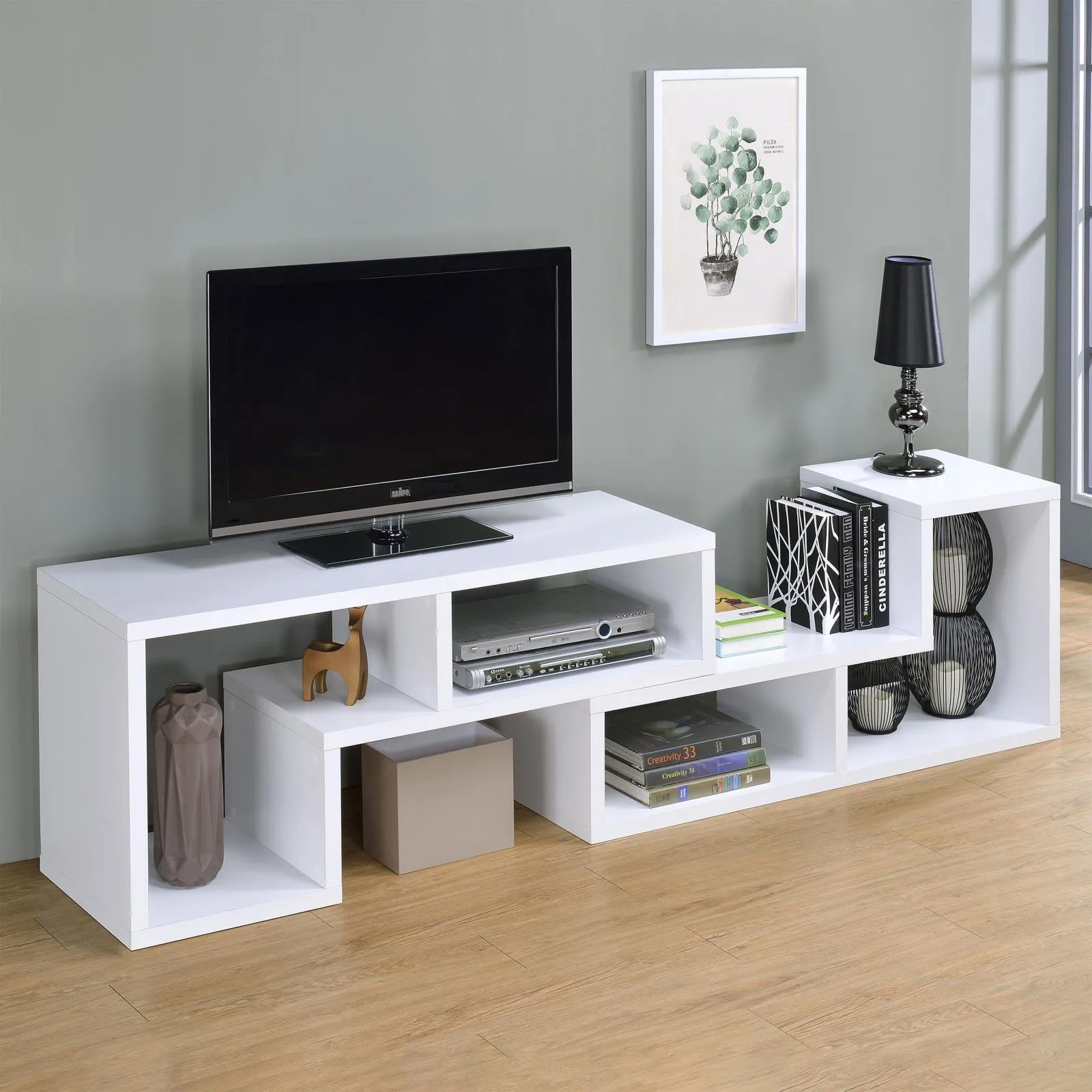 Velma White Convertible TV Console/Bookcase - Image 2