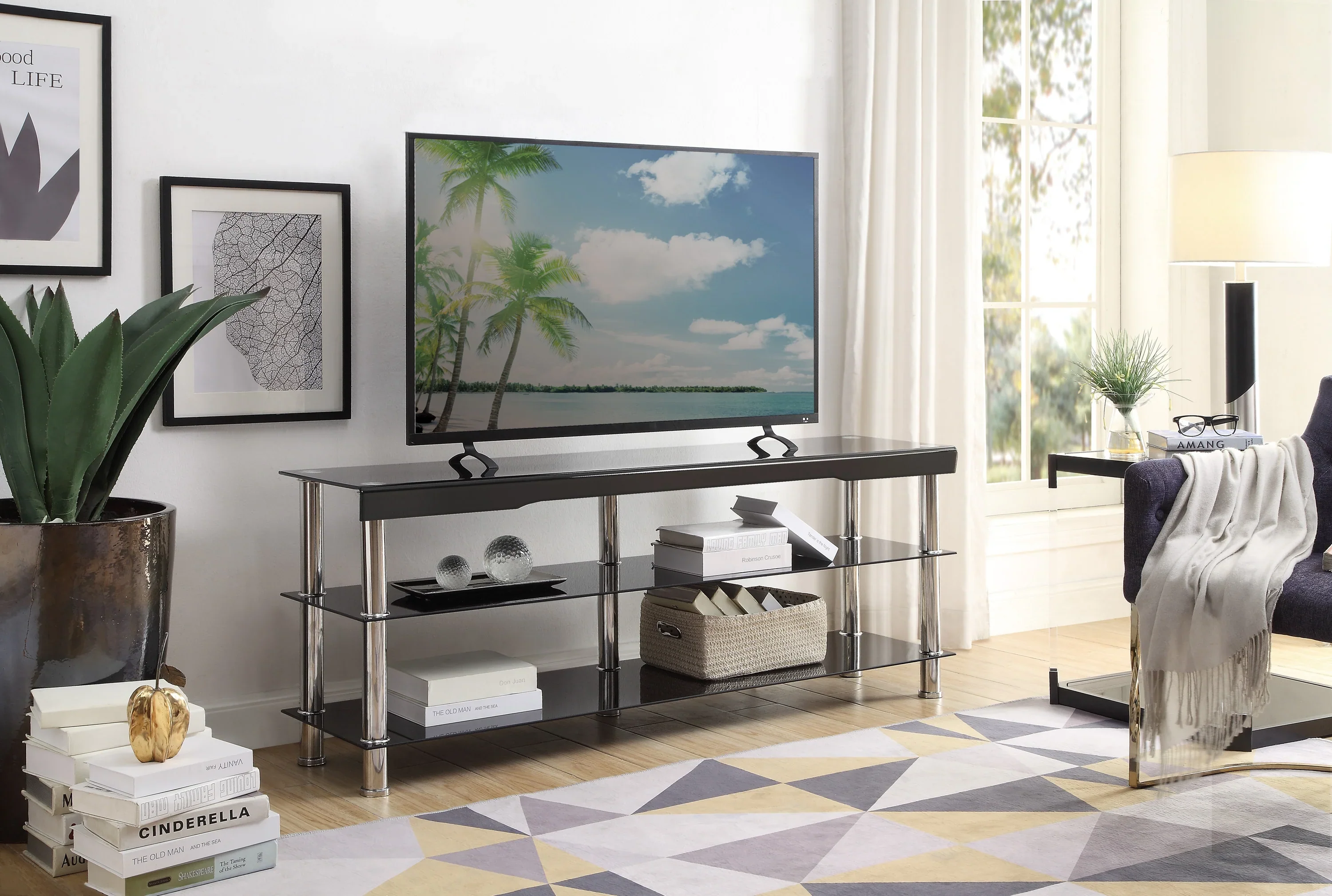 Velva Black Glass TV Stand