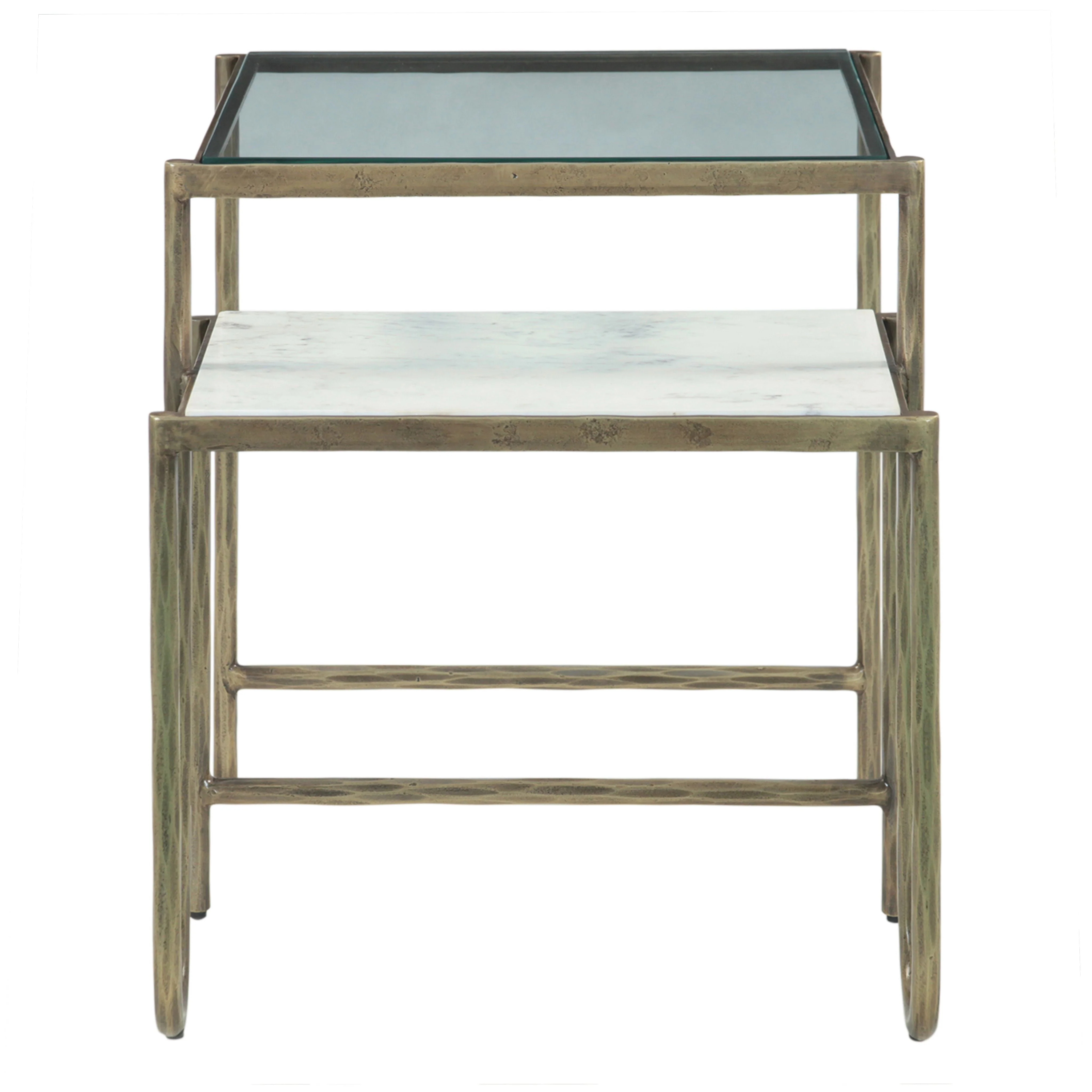 Venice 22" Nesting Side Table with Glass and Marble Top - Image 3