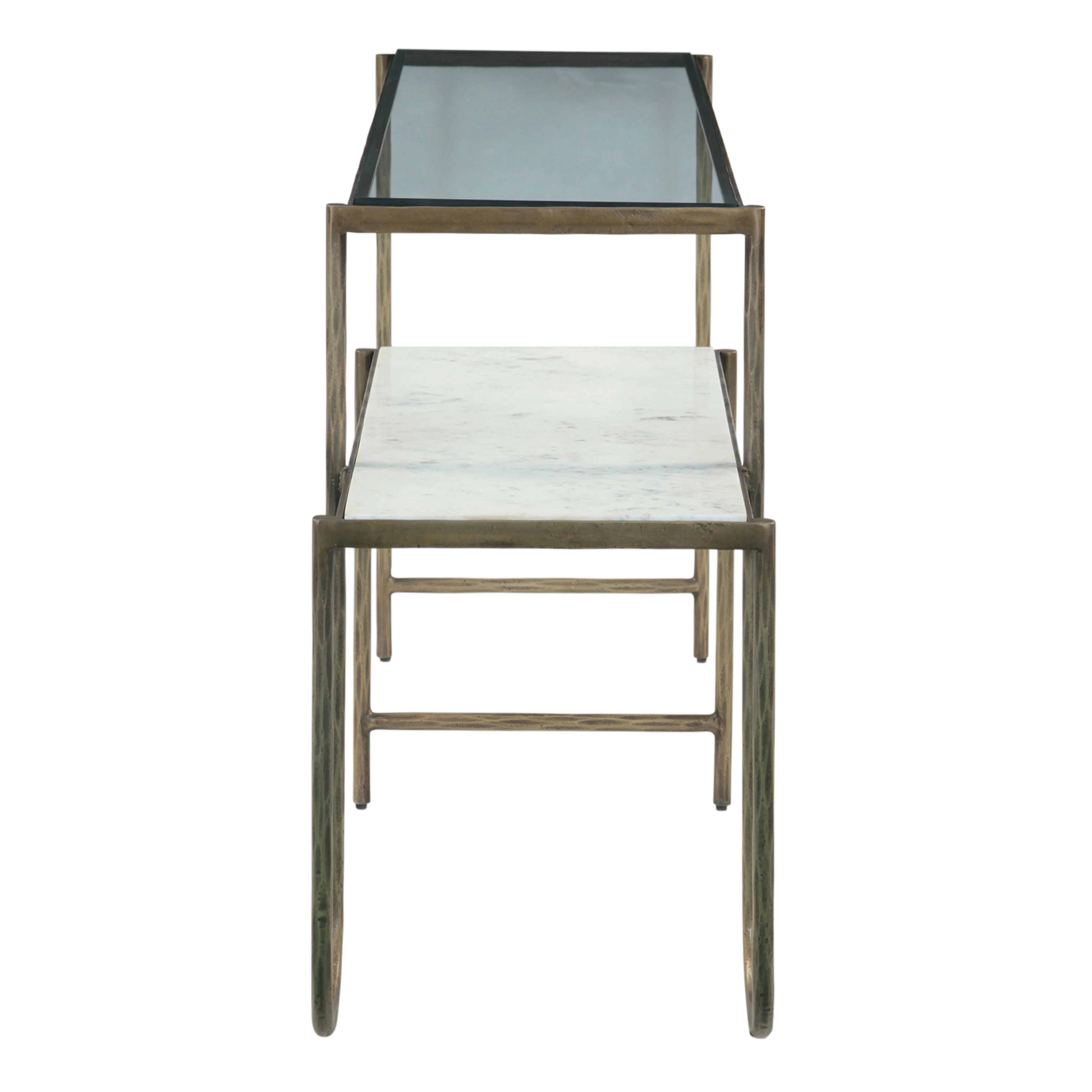 Venice 50" Nesting Console Table with Marble and Glass - Image 2