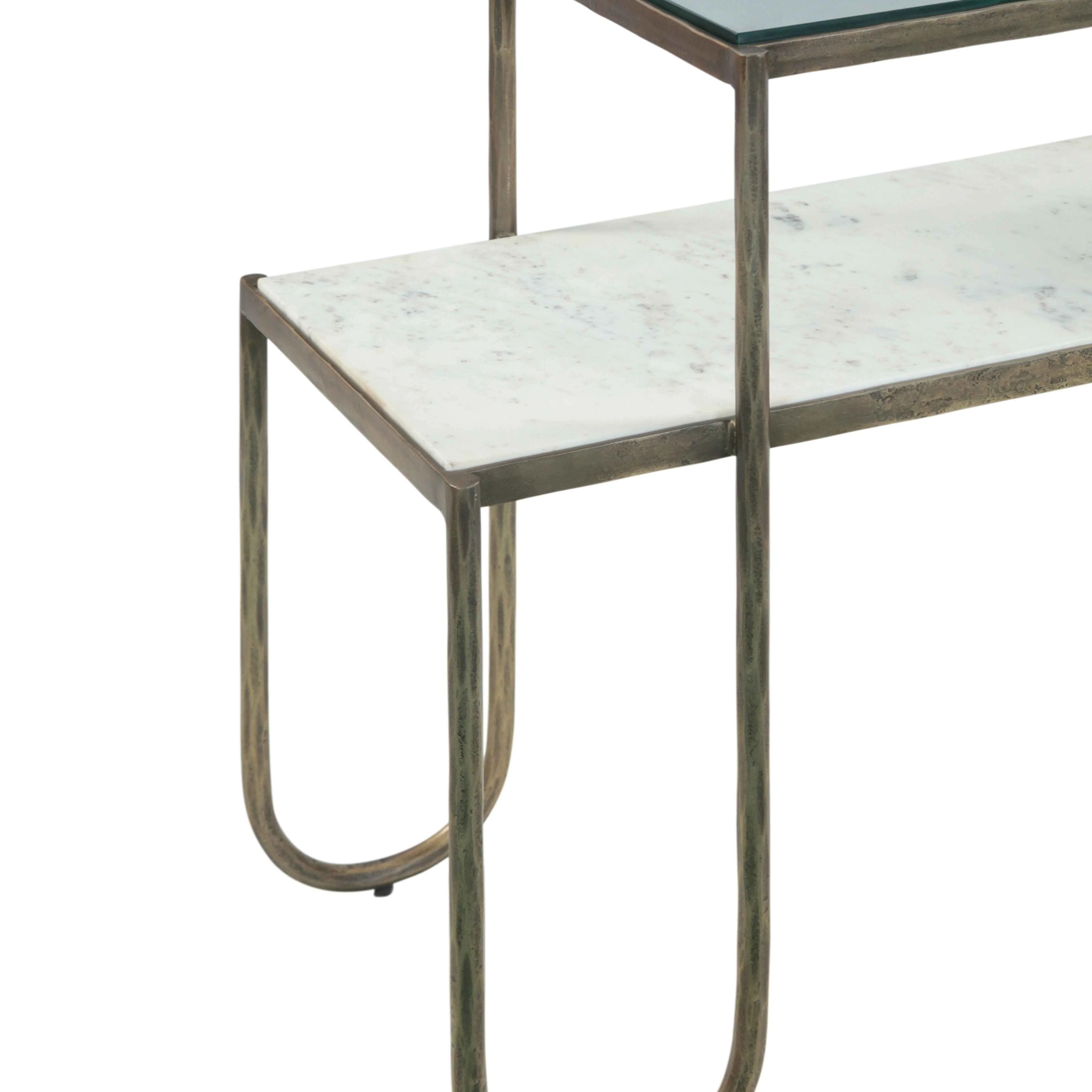 Venice 50" Nesting Console Table with Marble and Glass - Image 3