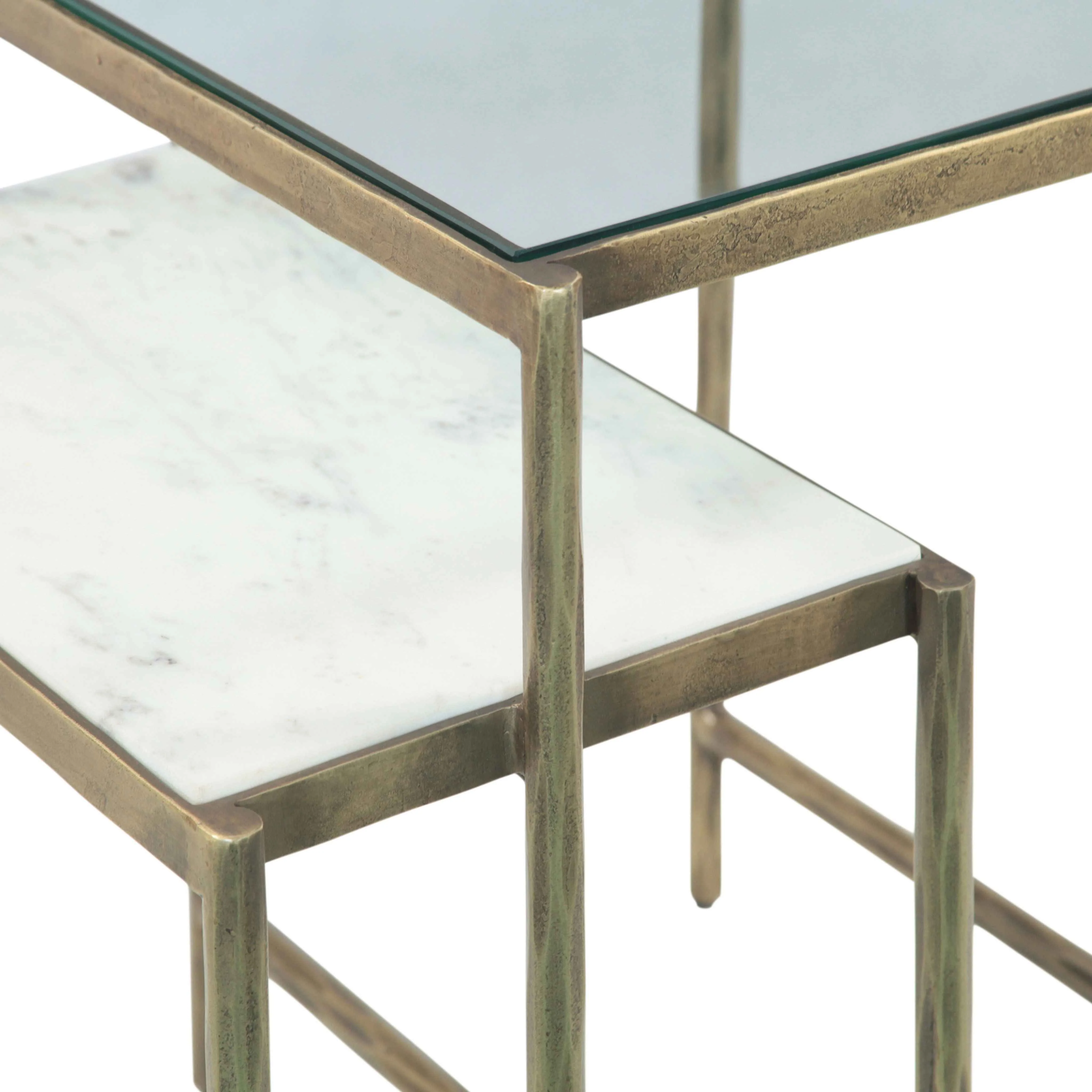 Venice 50" Nesting Console Table with Marble and Glass - Image 4