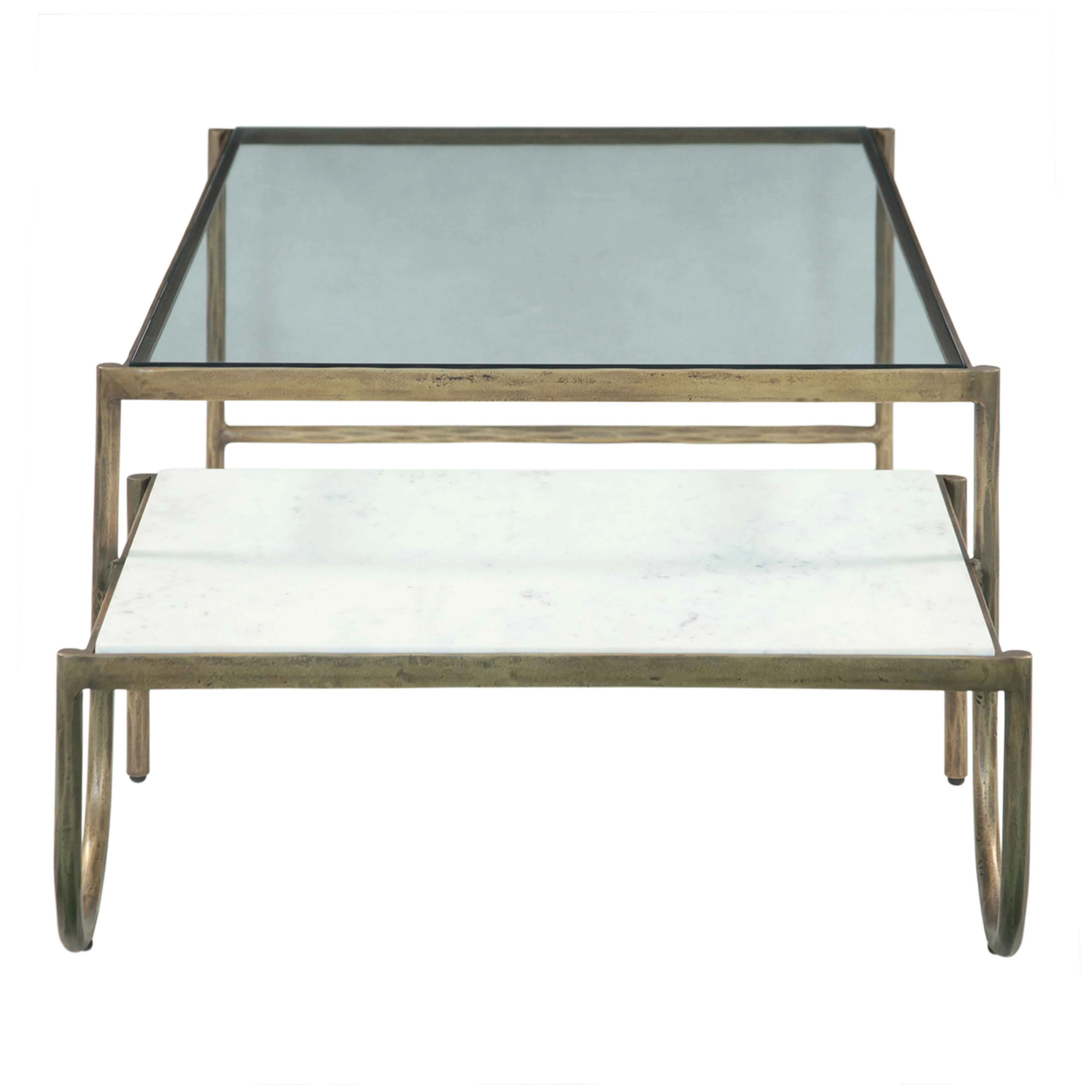 Venice 52" Nesting Coffee Table with Glass and Marble Top - Image 3