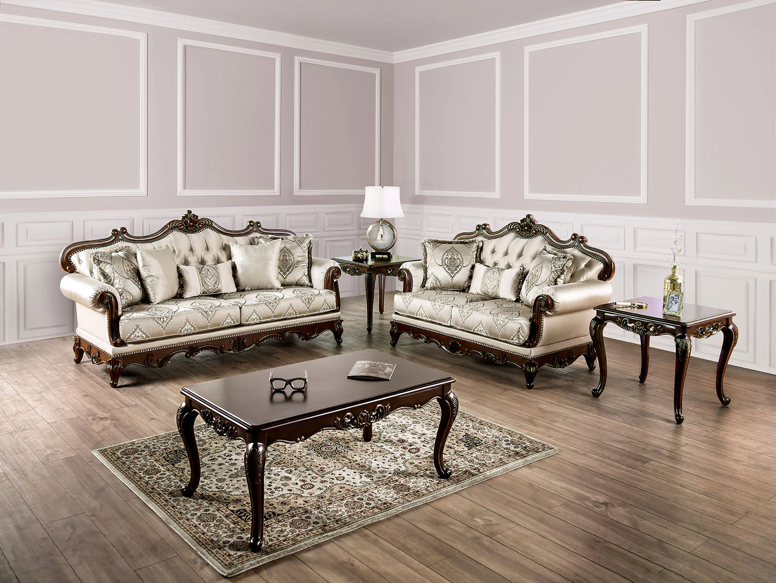 Veracruz Dark Cherry/Beige Sofa & Loveseat