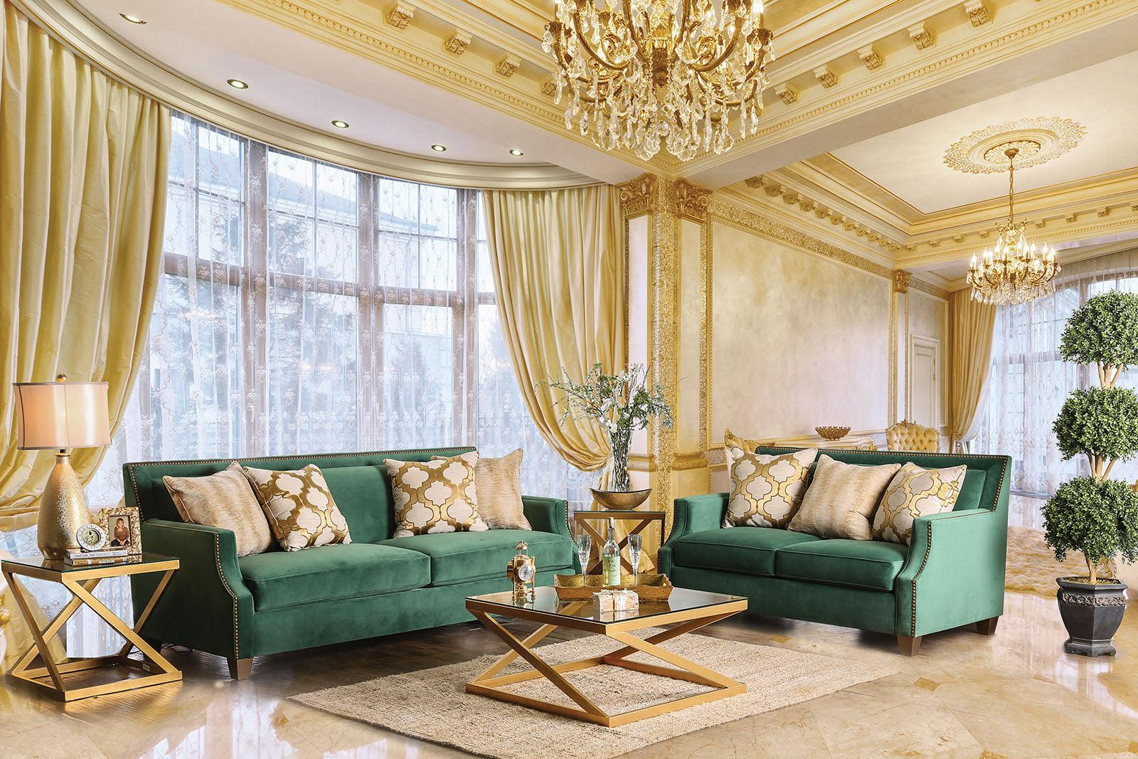 Verdante Emerald Green/Gold Sofa - Image 2