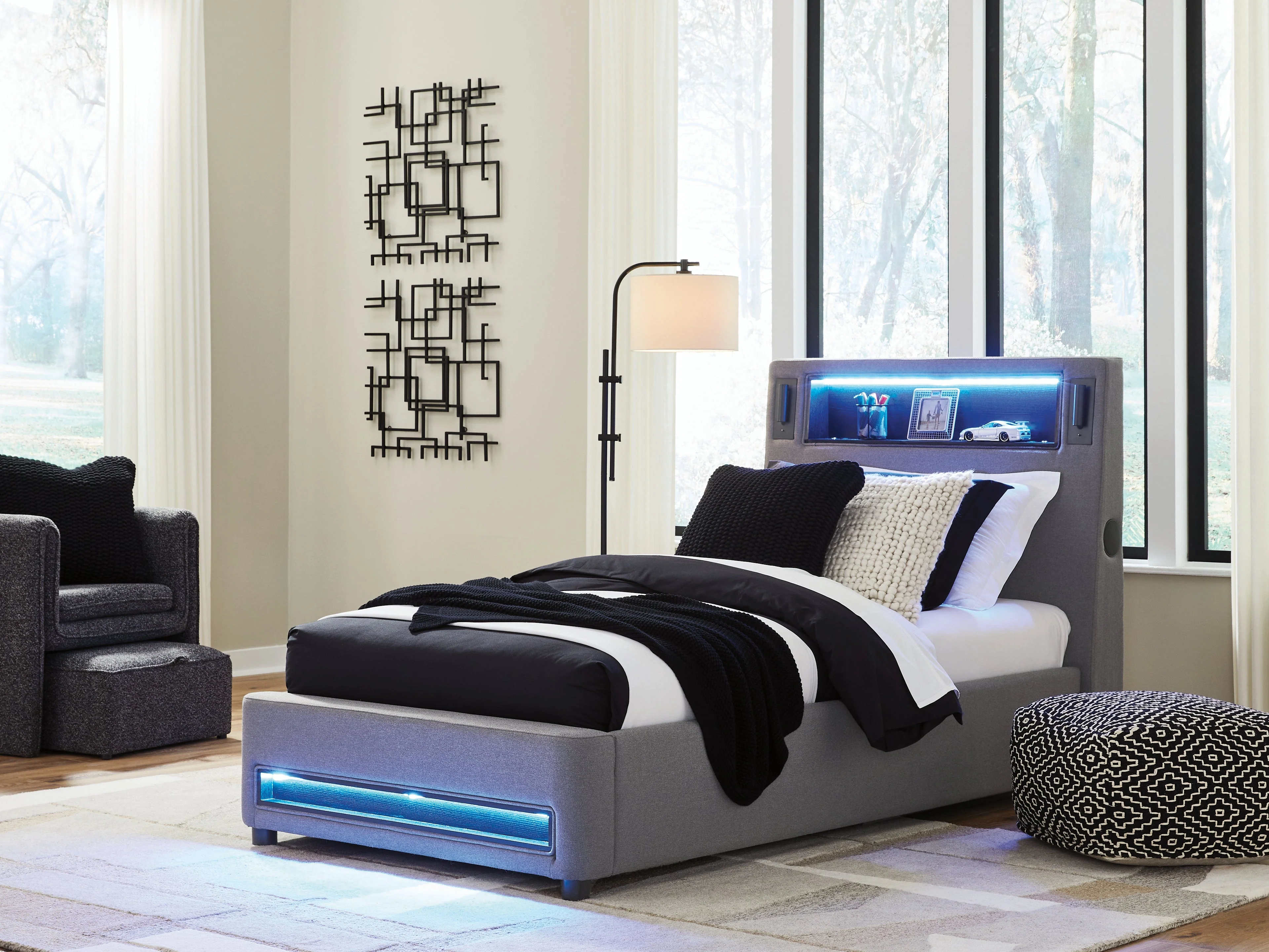 Verishaw Gray Twin Upholstered Bed