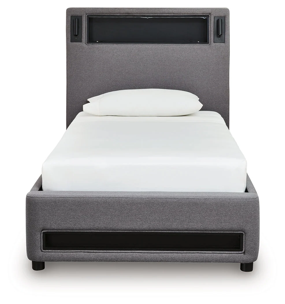 Verishaw Gray Twin Upholstered Bed - Image 4