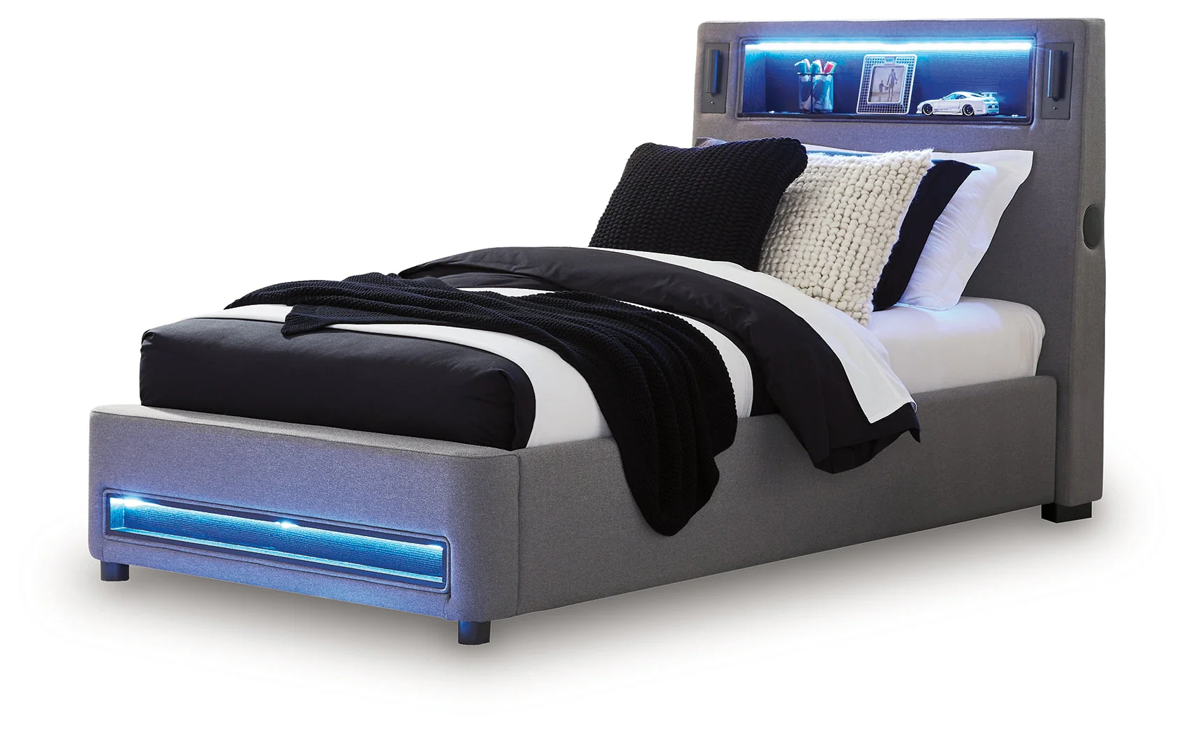 Verishaw Gray Twin Upholstered Bed - Image 6