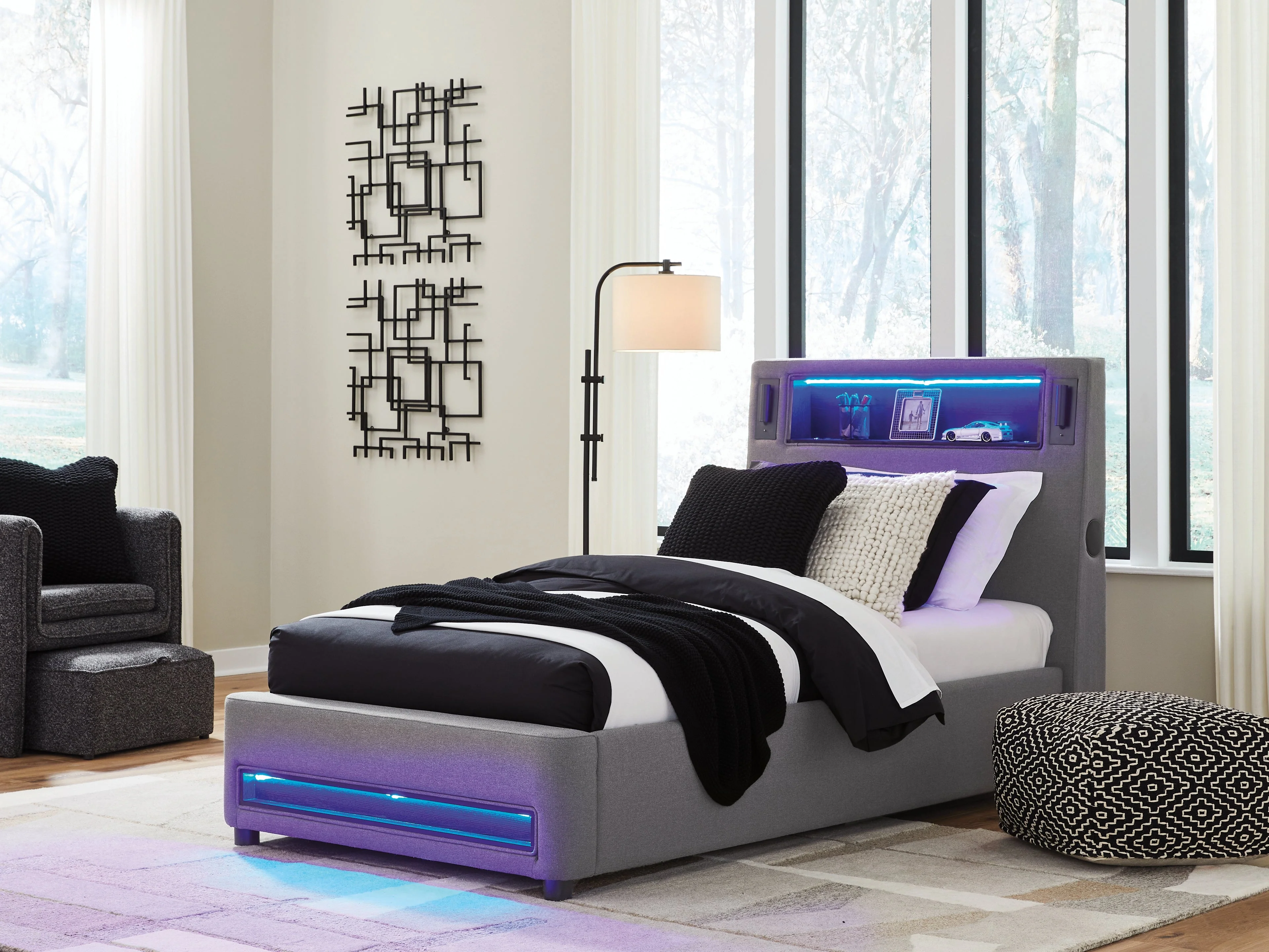 Verishaw Gray Twin Upholstered Bed - Image 7