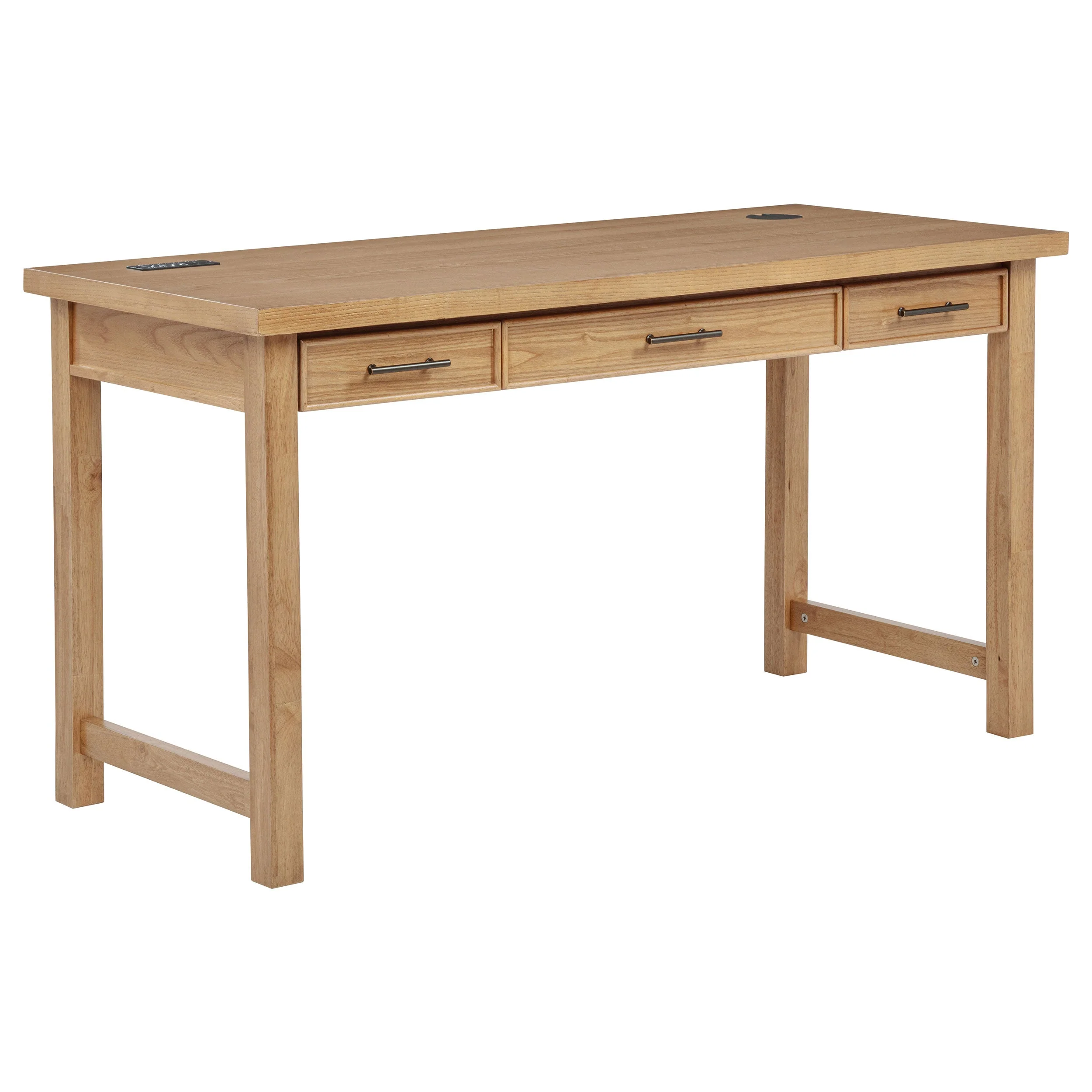 Vermes Light Ash 55-inch 3-drawer Writing Desk with Power Outlet - Image 2