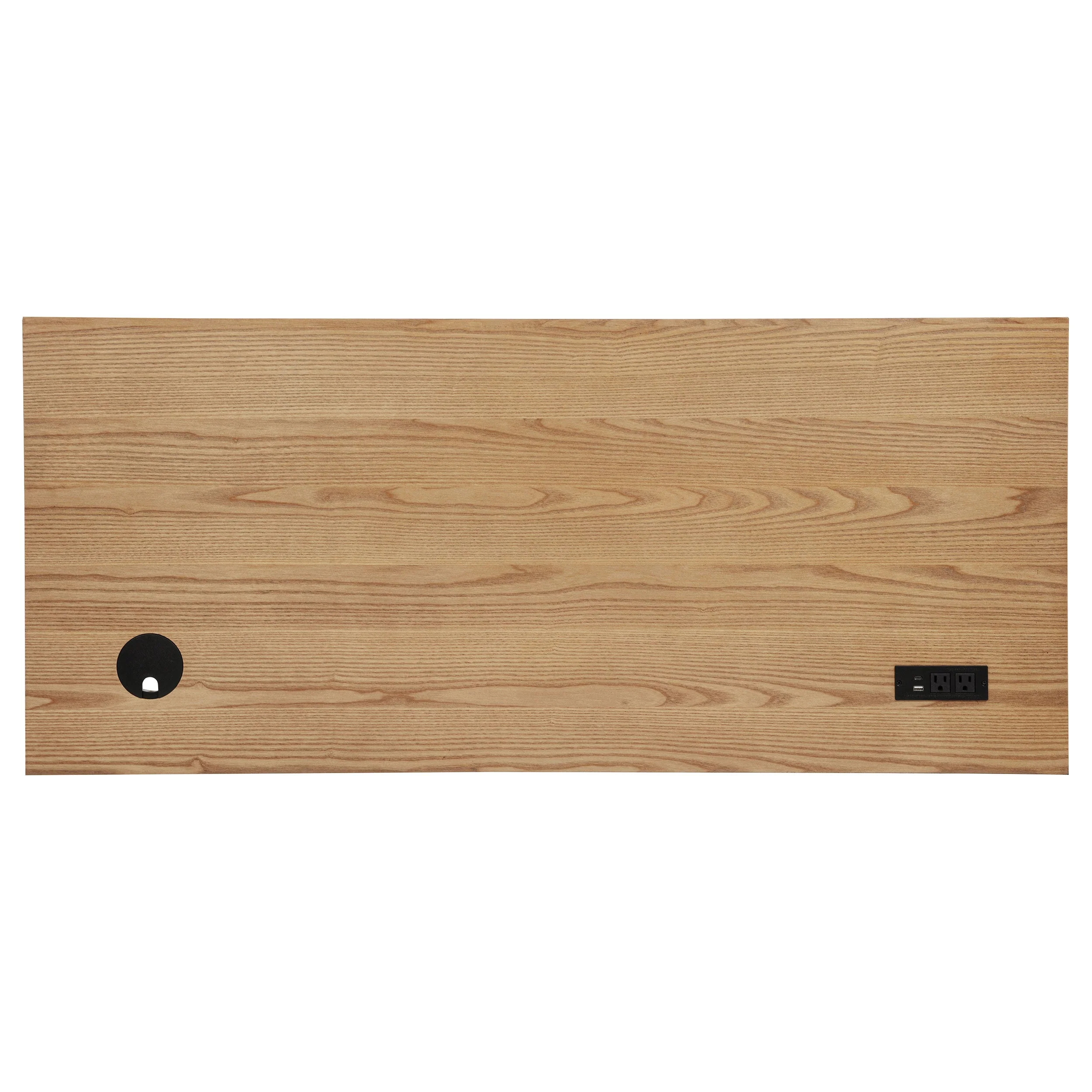 Vermes Light Ash 55-inch 3-drawer Writing Desk with Power Outlet - Image 3