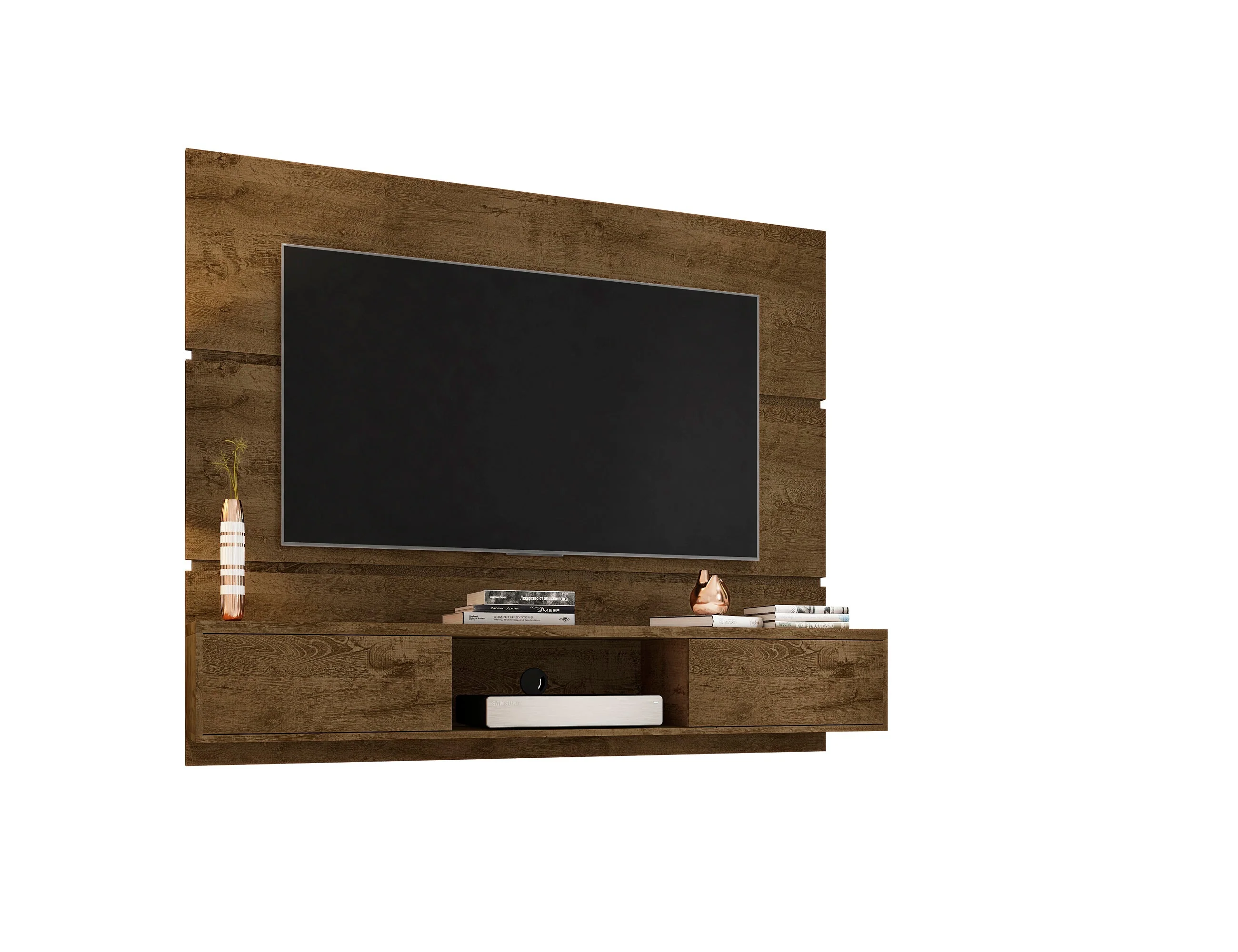 Vernon 62.99 Floating Entertainment Center in Rustic Brown - Image 10