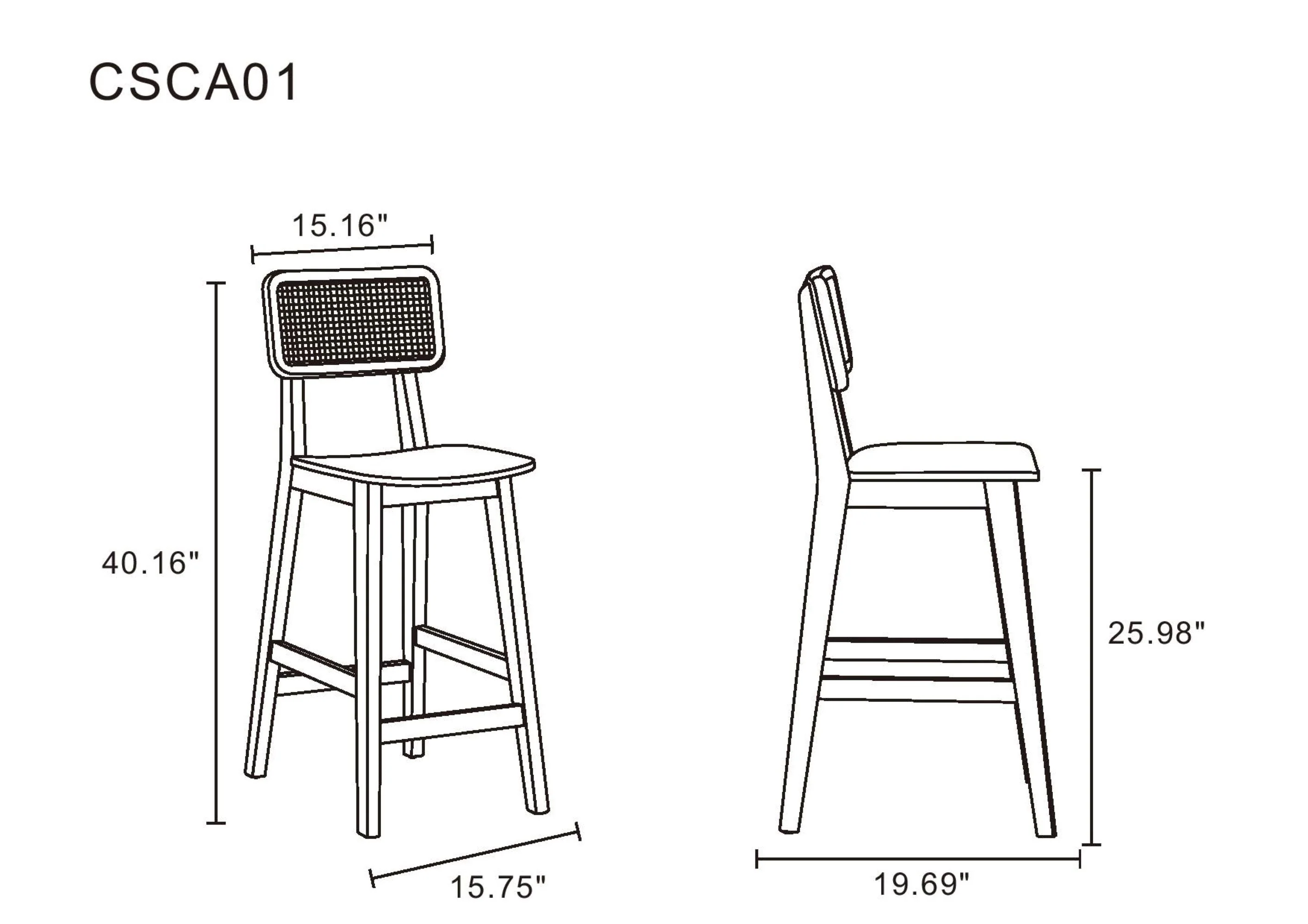 Versailles Counter Stool in Black and Natural Cane (set of 2) - Image 3